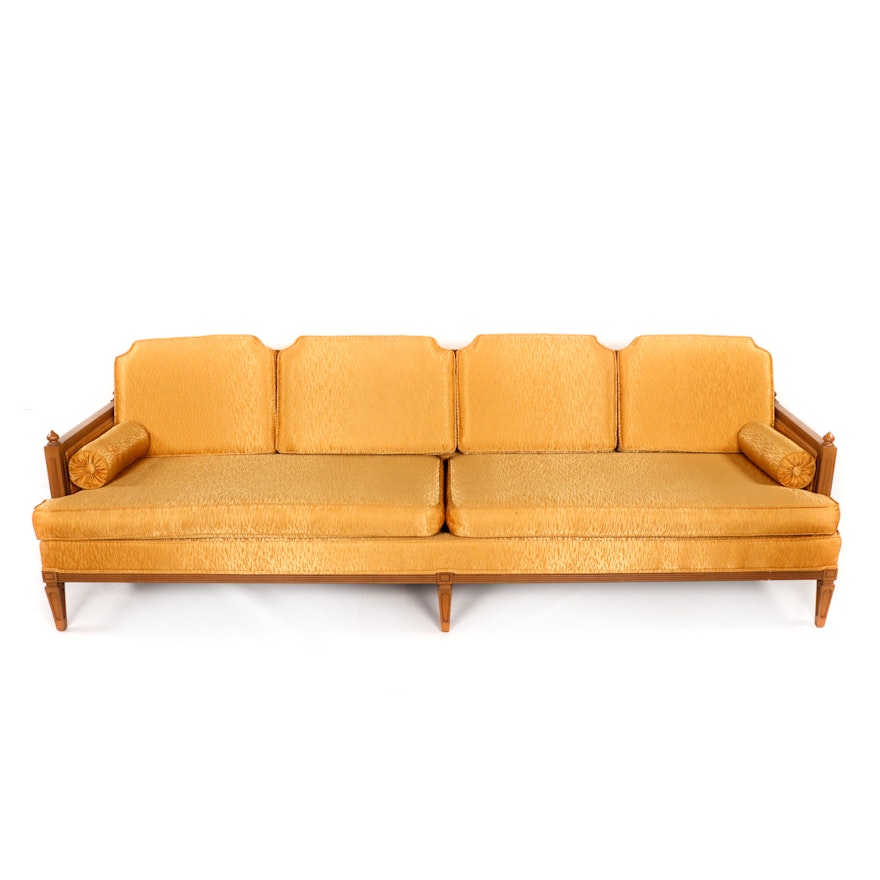 Vintage Mid-Century Gold Tone Upholstered Sofa by Quality Furniture House