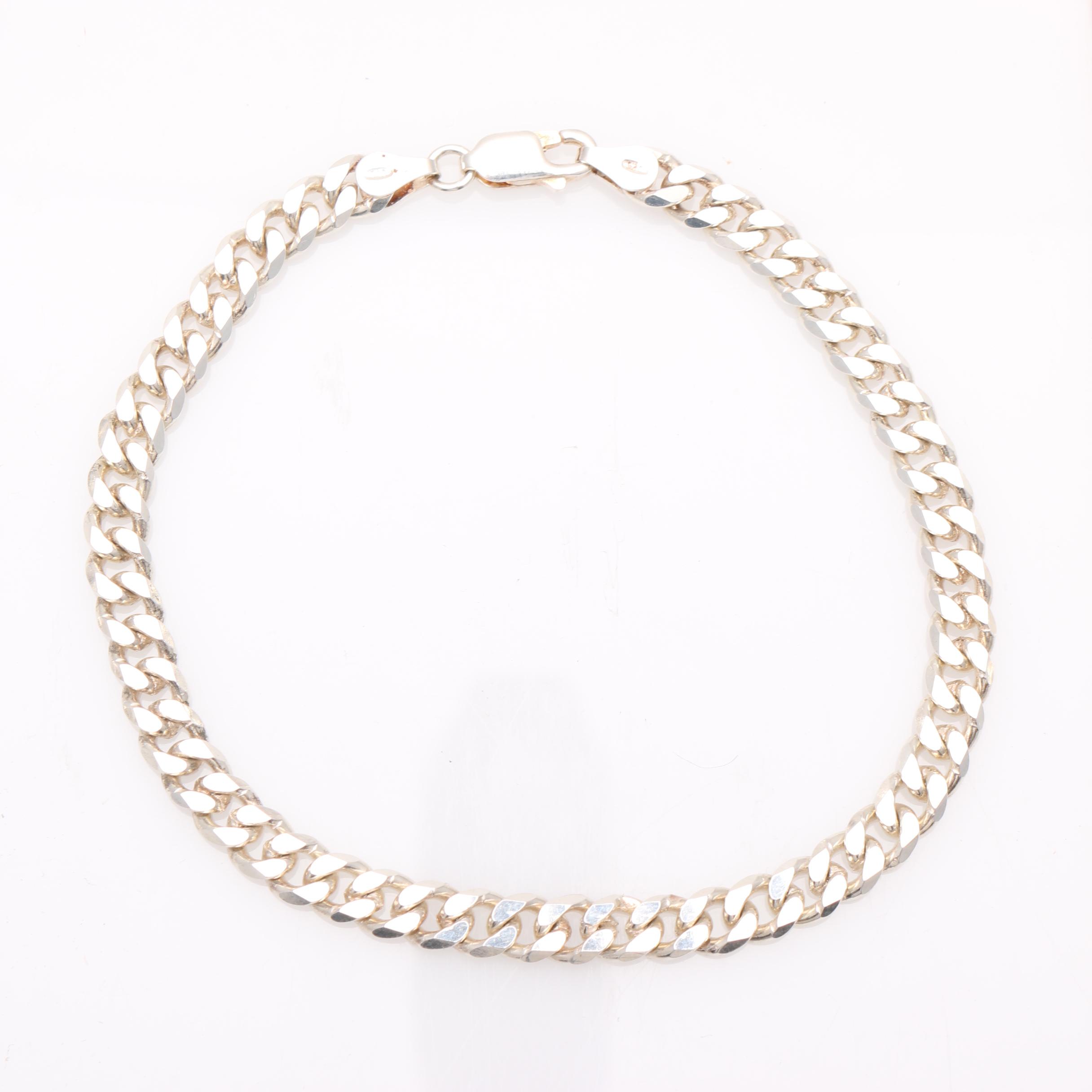 Sterling Silver Chain Link Necklace and Bracelet