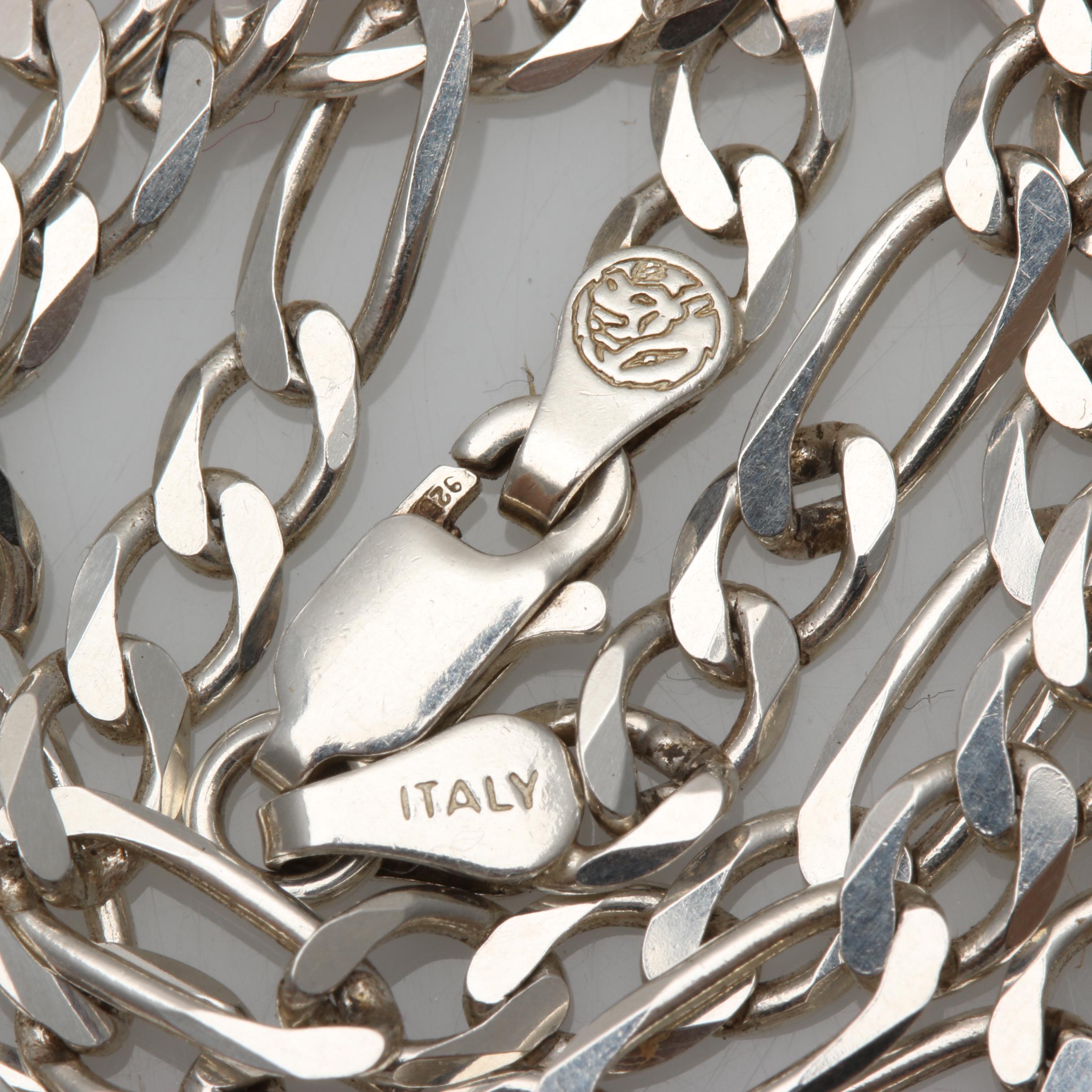 Sterling Silver Chain Link Necklace and Bracelet