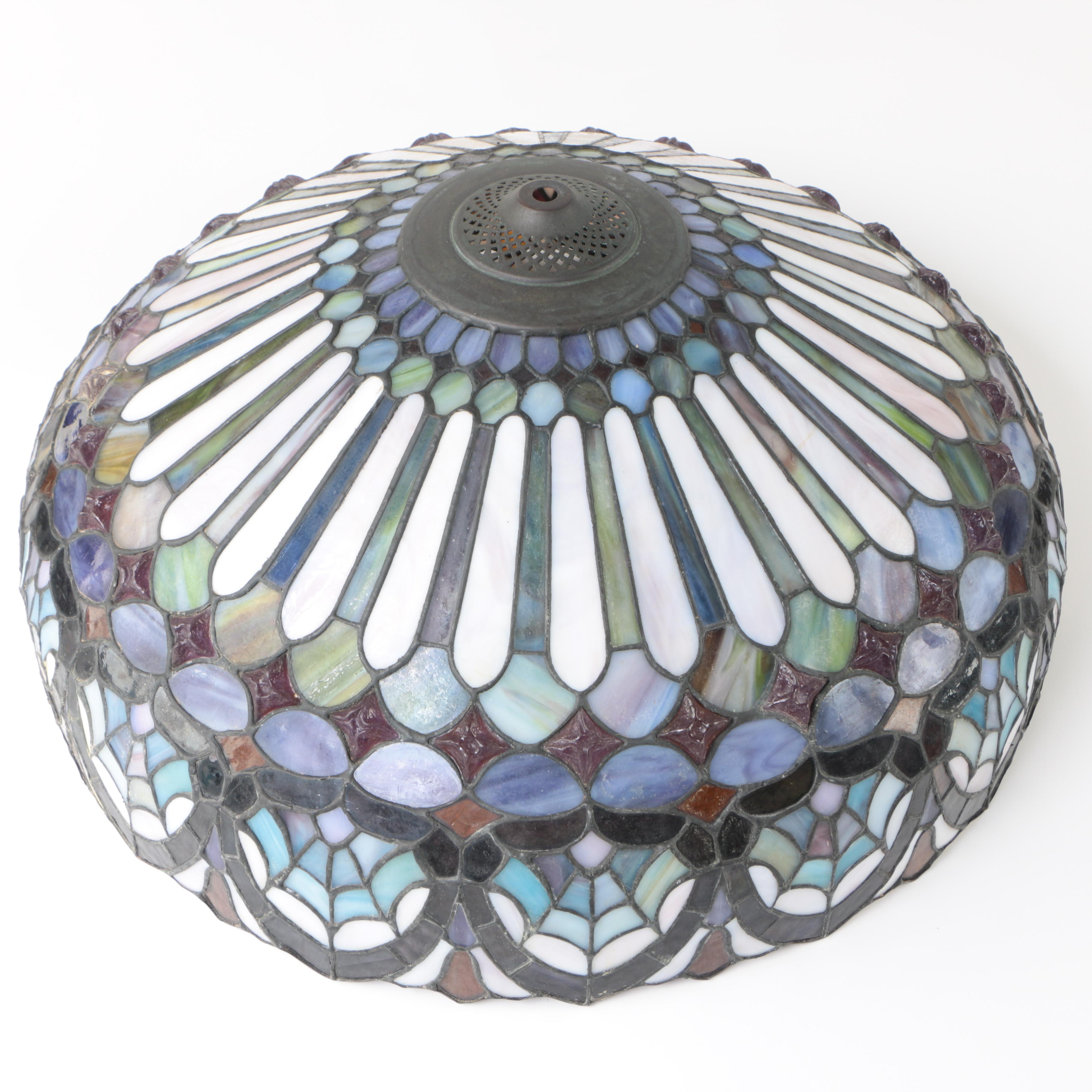 Quoizel Collectibles Leaded Glass and Patinated Metal Table Lamp