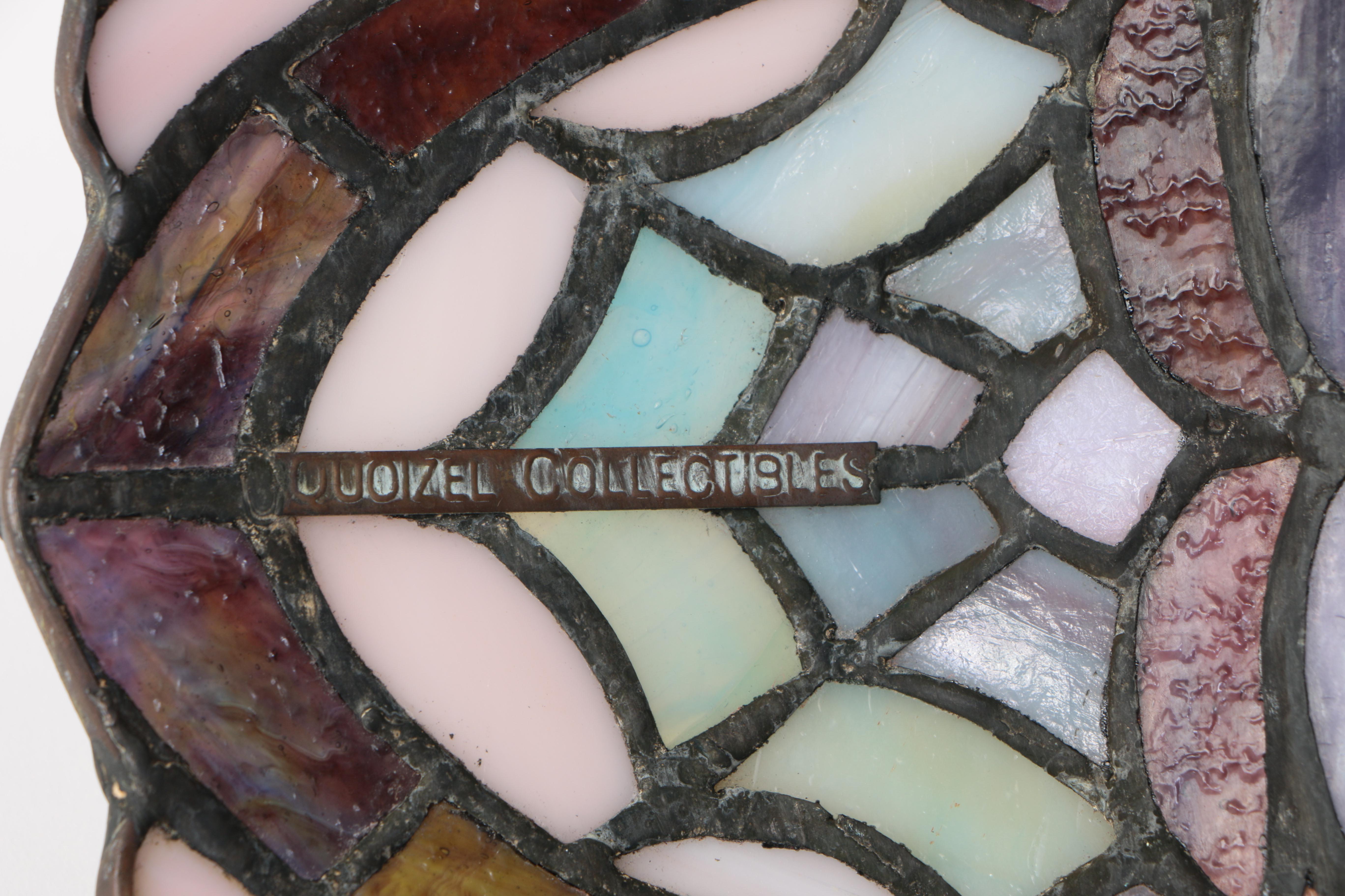 Quoizel Collectibles Leaded Glass and Patinated Metal Table Lamp