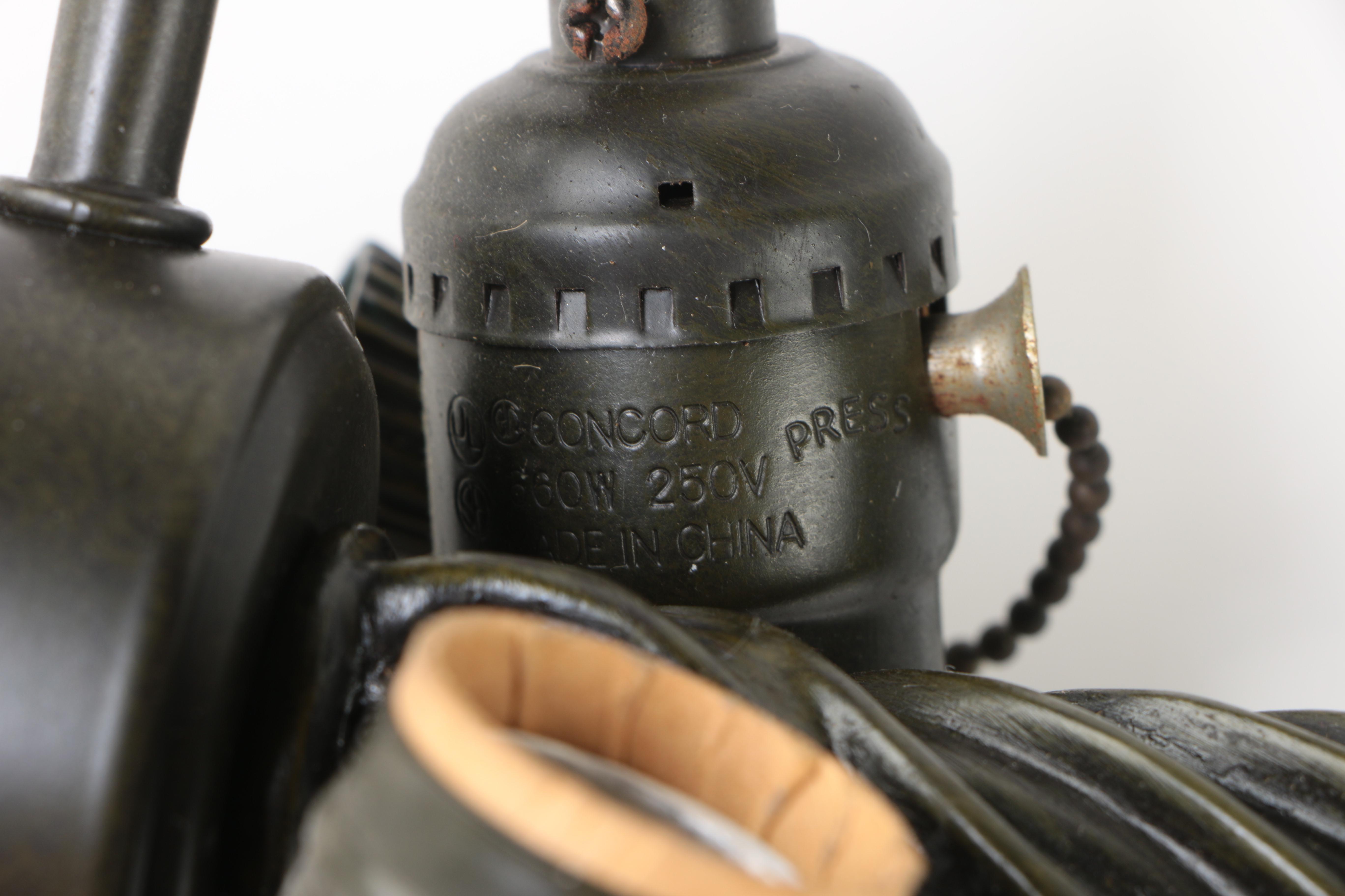 Quoizel Collectibles Leaded Glass and Patinated Metal Table Lamp