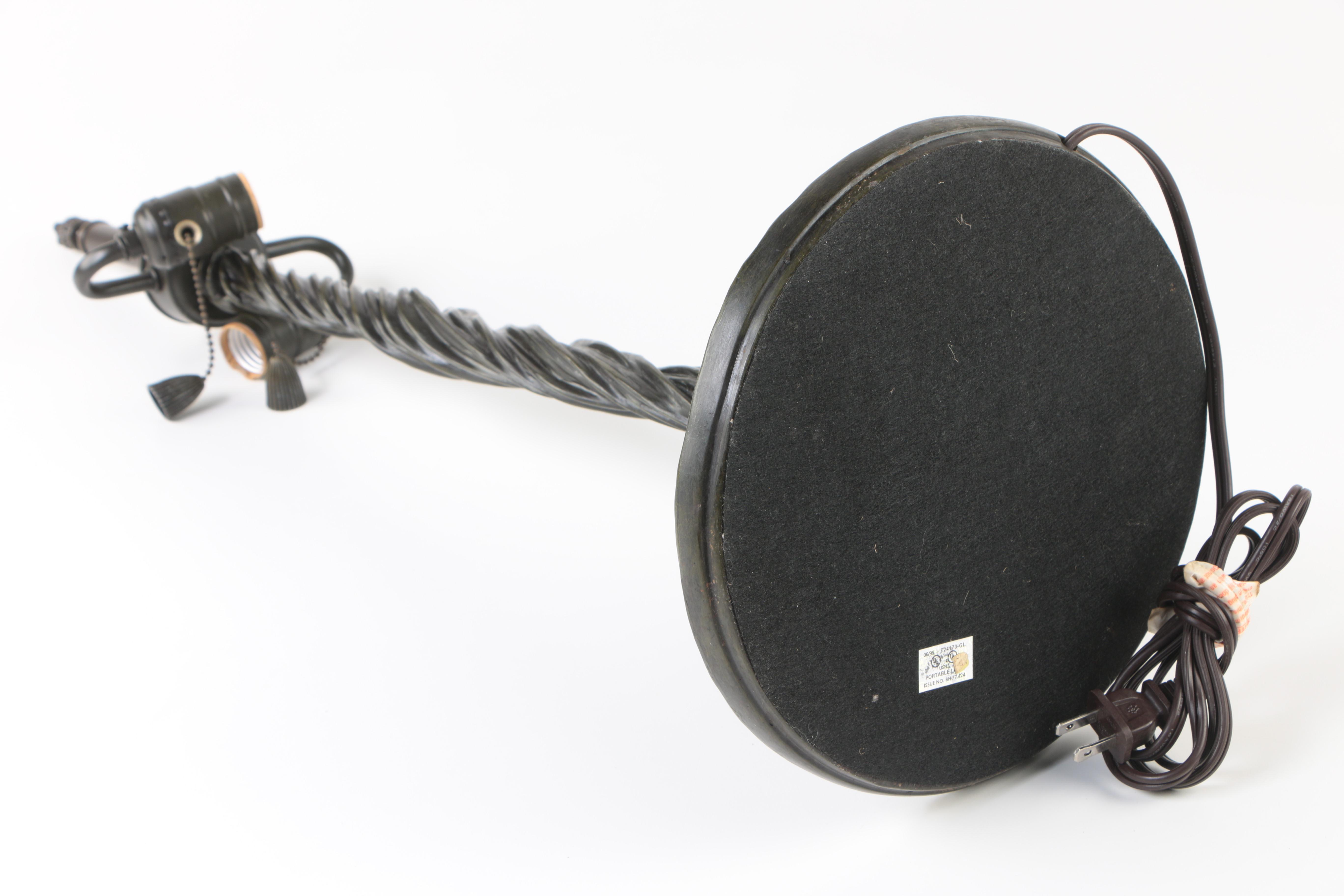 Quoizel Collectibles Leaded Glass and Patinated Metal Table Lamp