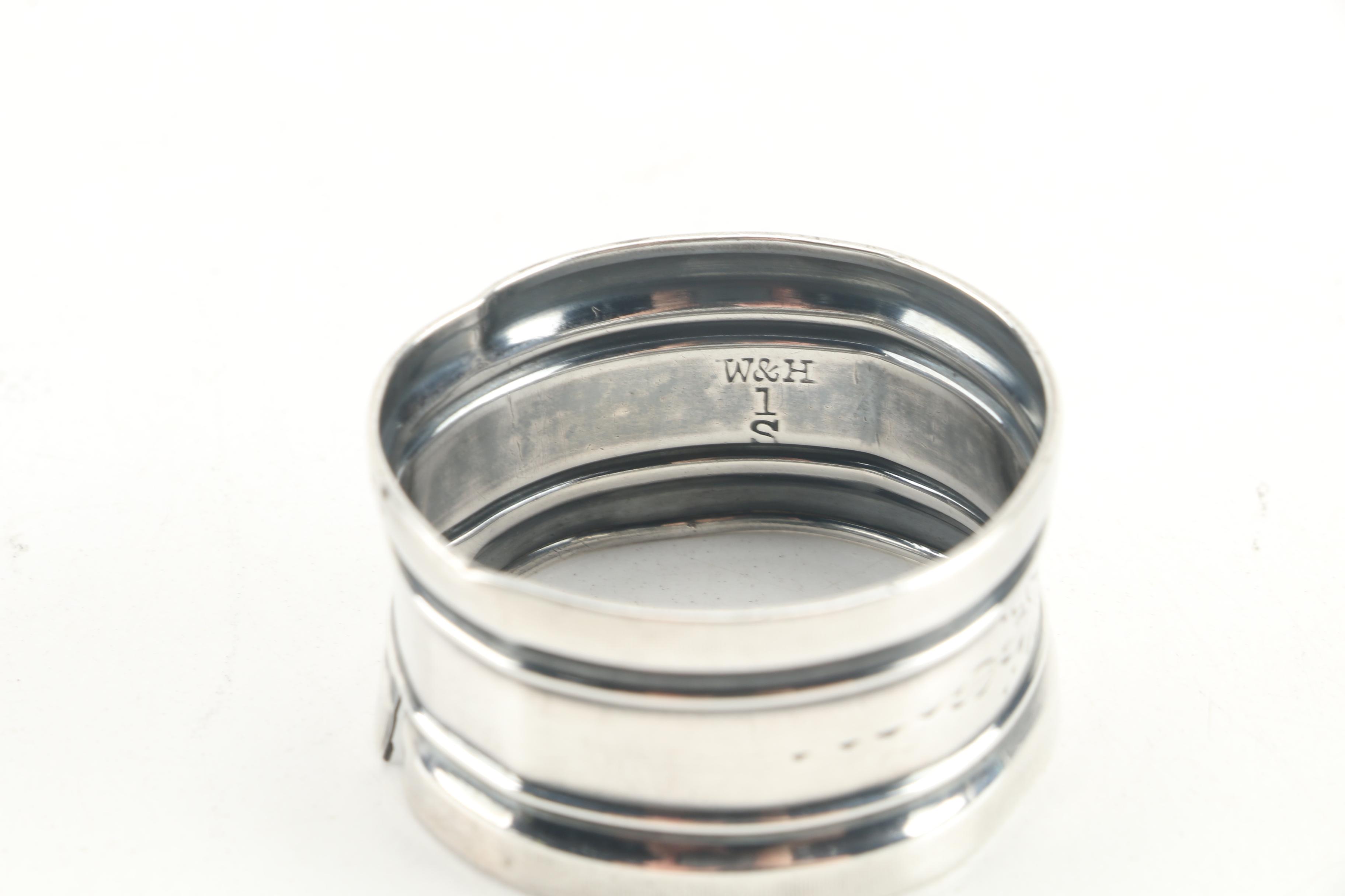 Ferd. Fuchs & Bros. Sterling Silver and Glass Inkwell with Sterling Napkin Rings