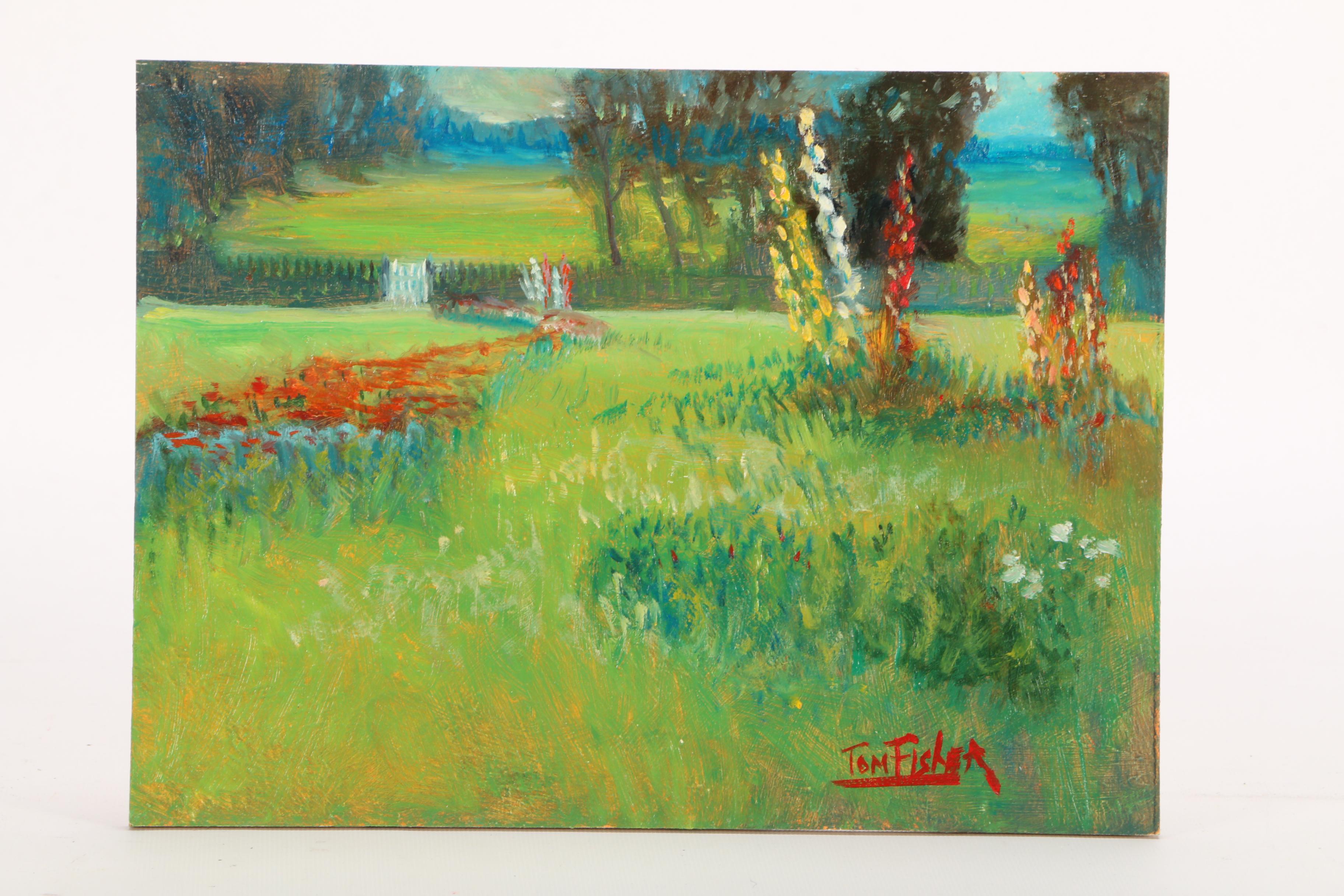 Tom Fisher Oil Painting "Fenceline Flowers"