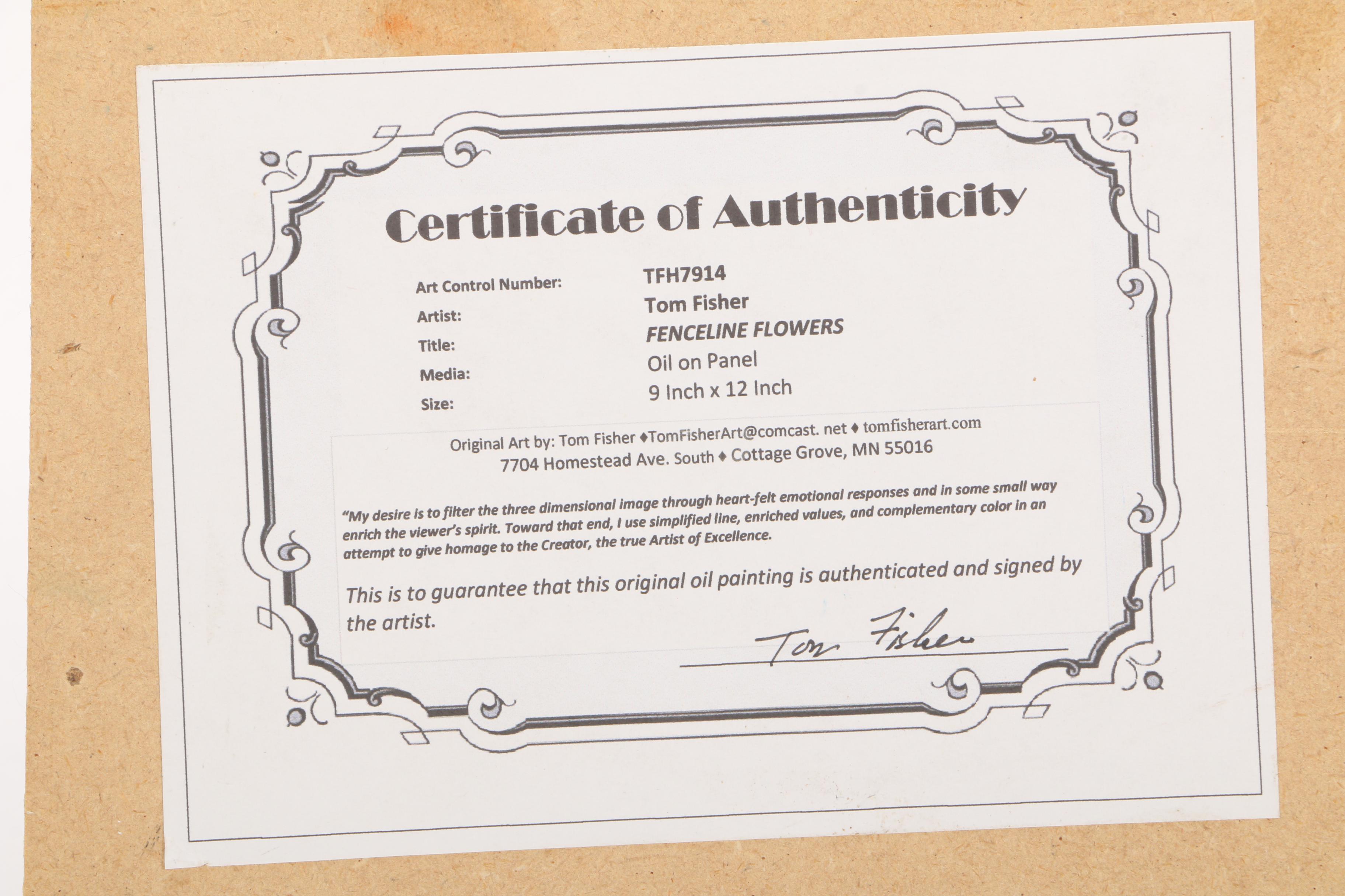 Tom Fisher Oil Painting "Fenceline Flowers"