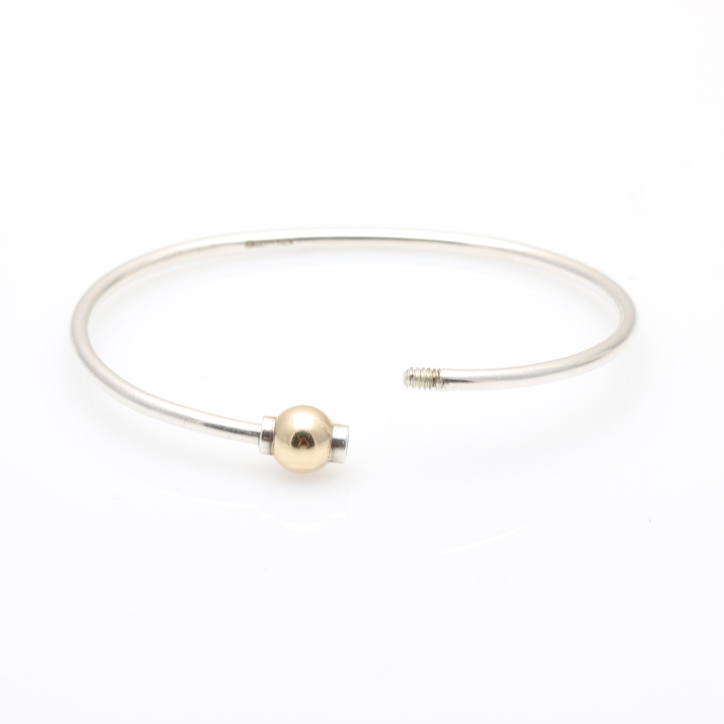 Sterling Silver 14K Gold Accented Bangle