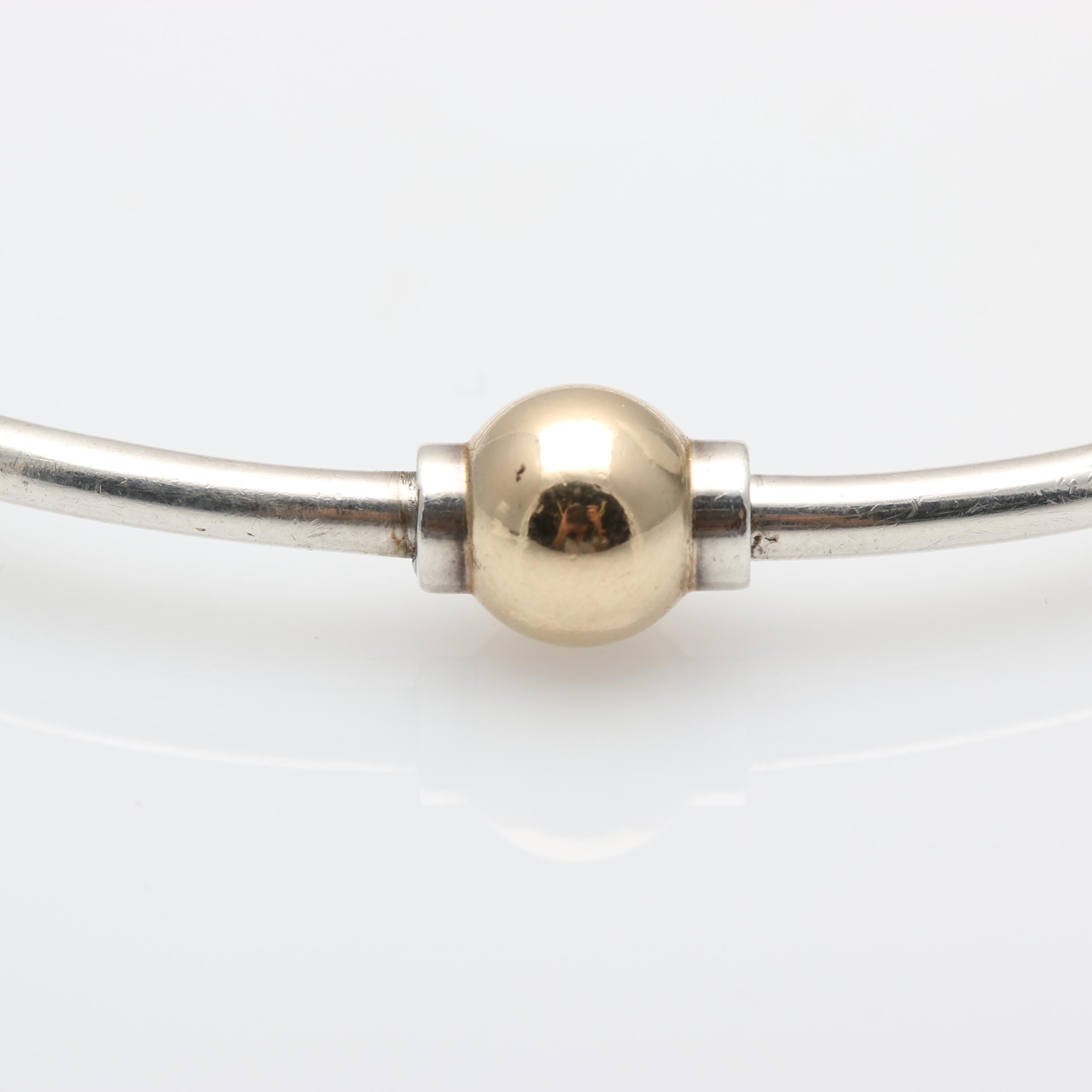 Sterling Silver 14K Gold Accented Bangle