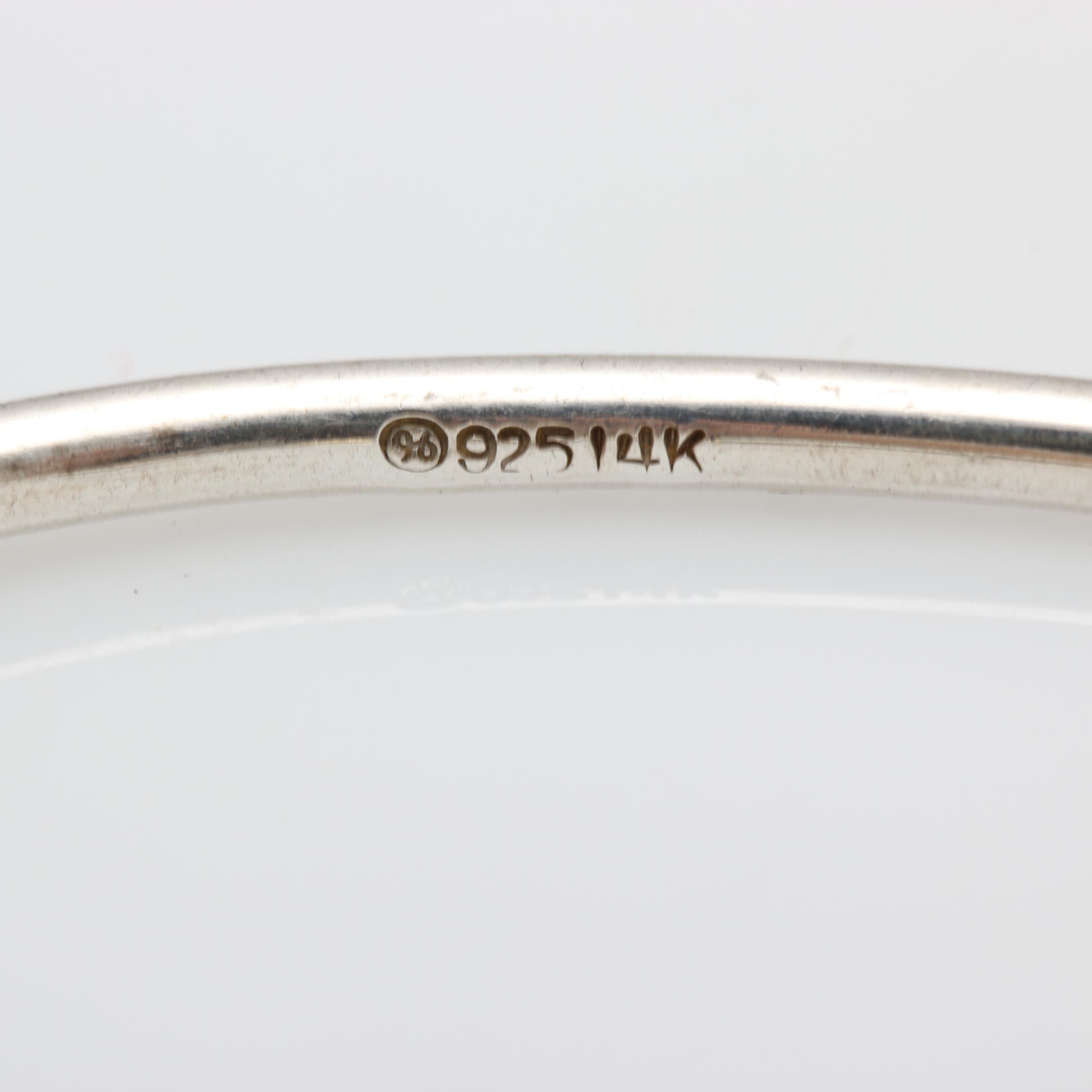 Sterling Silver 14K Gold Accented Bangle