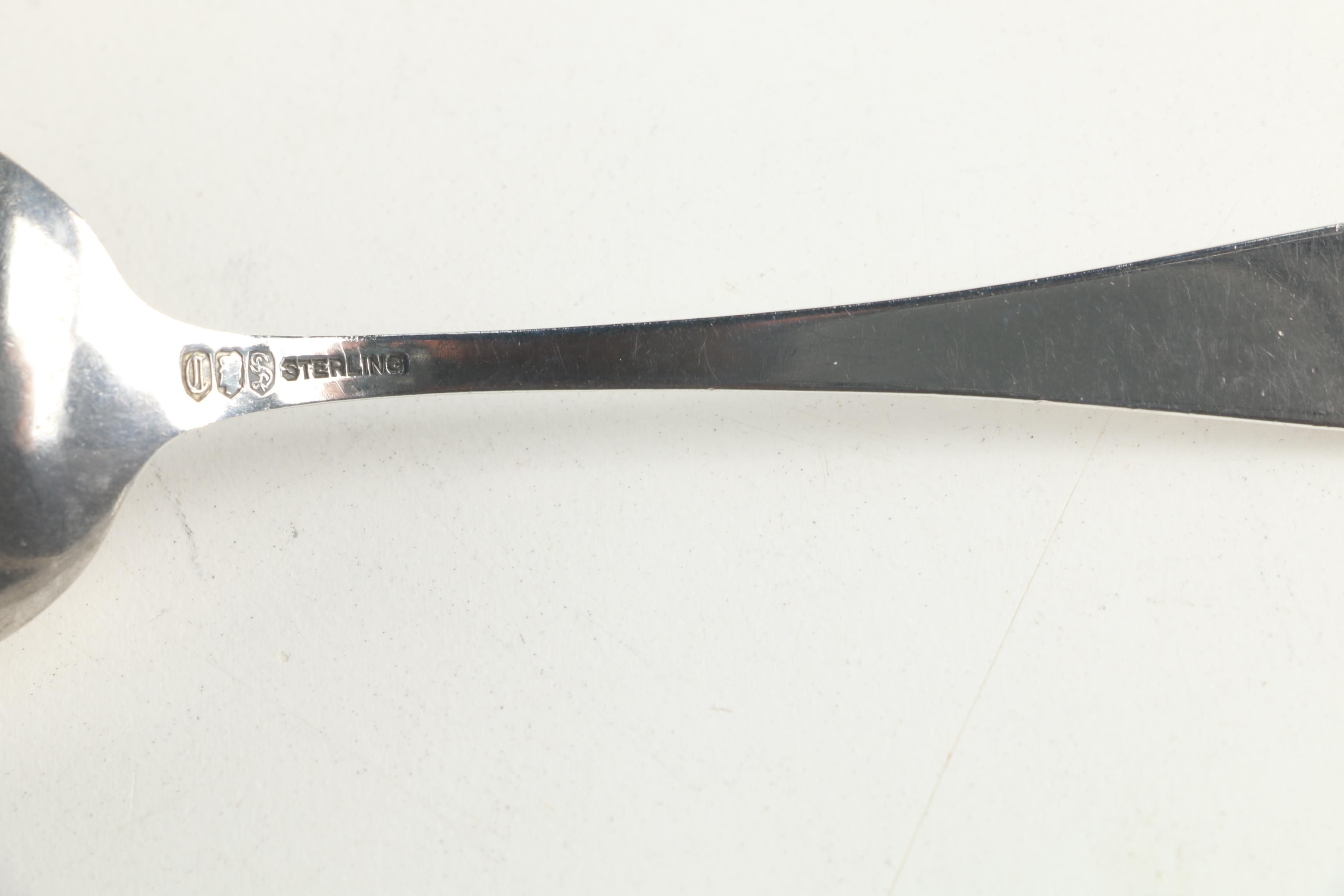 Alvin Sterling Army-Navy Souvenir Spoon with Other Sterling Silver Flatware