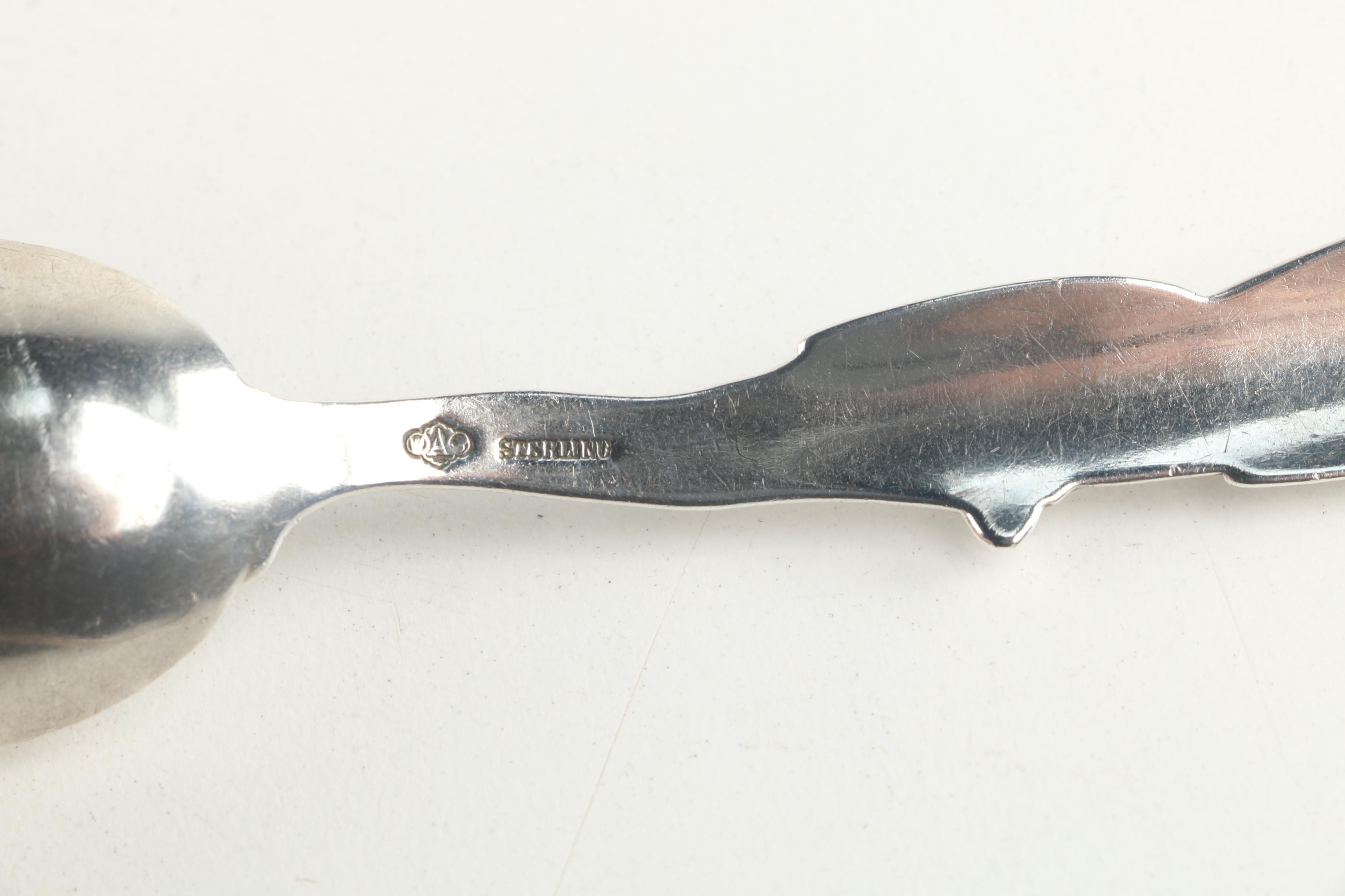 Alvin Sterling Army-Navy Souvenir Spoon with Other Sterling Silver Flatware