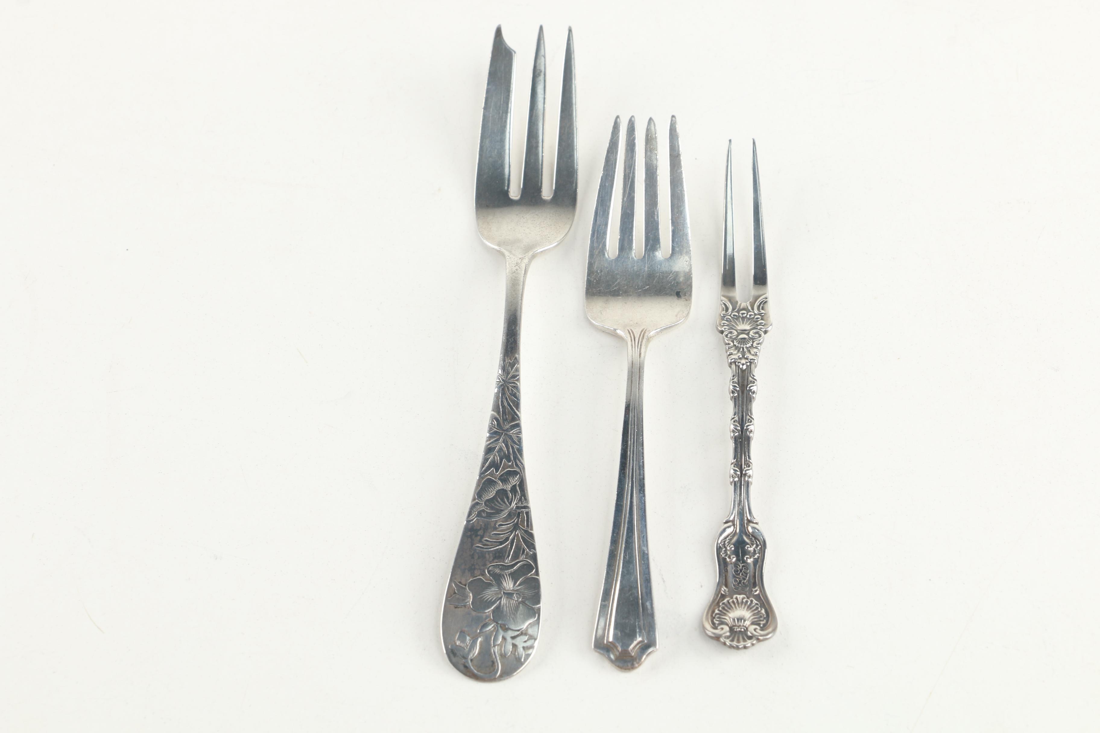 Alvin Sterling Army-Navy Souvenir Spoon with Other Sterling Silver Flatware