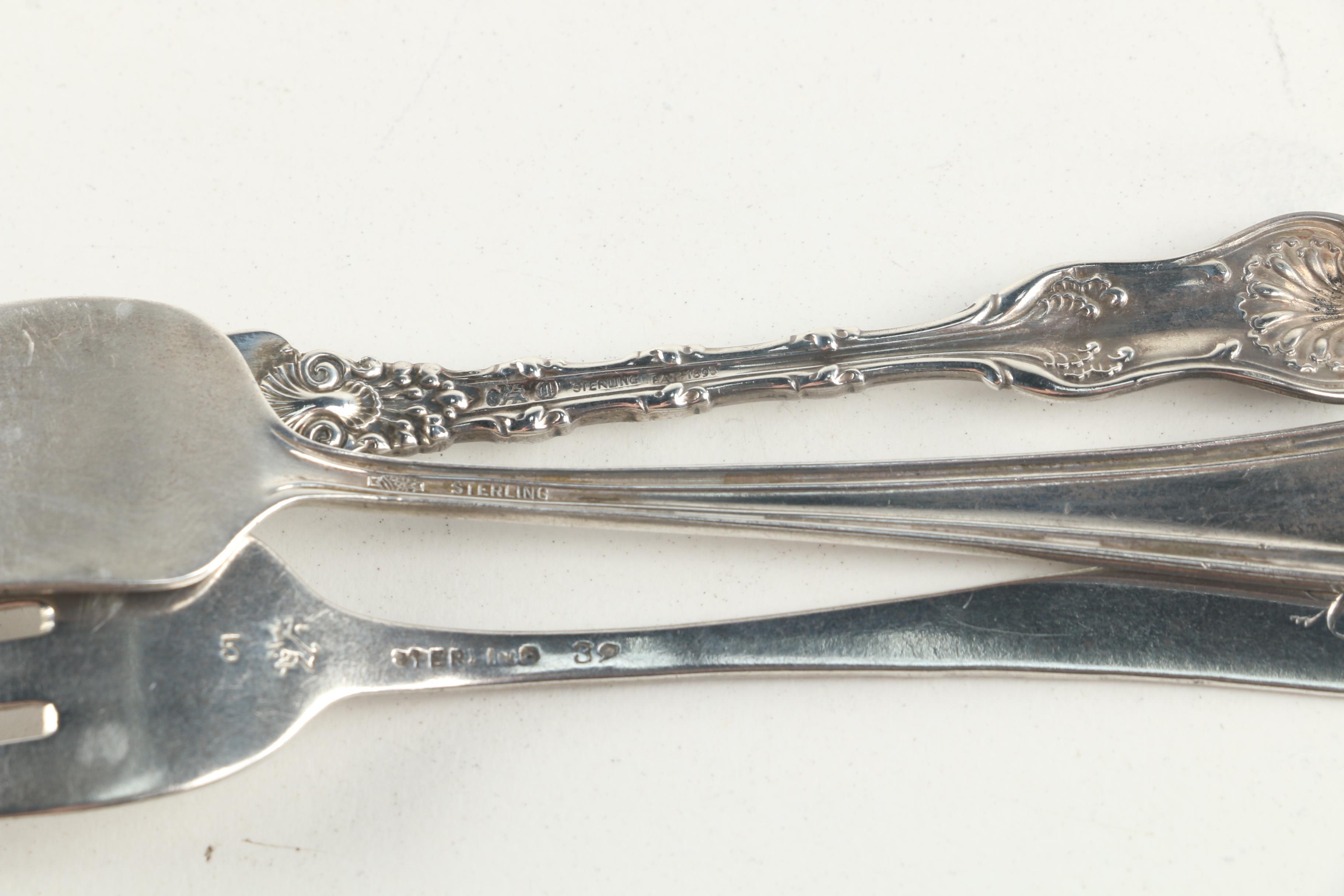Alvin Sterling Army-Navy Souvenir Spoon with Other Sterling Silver Flatware
