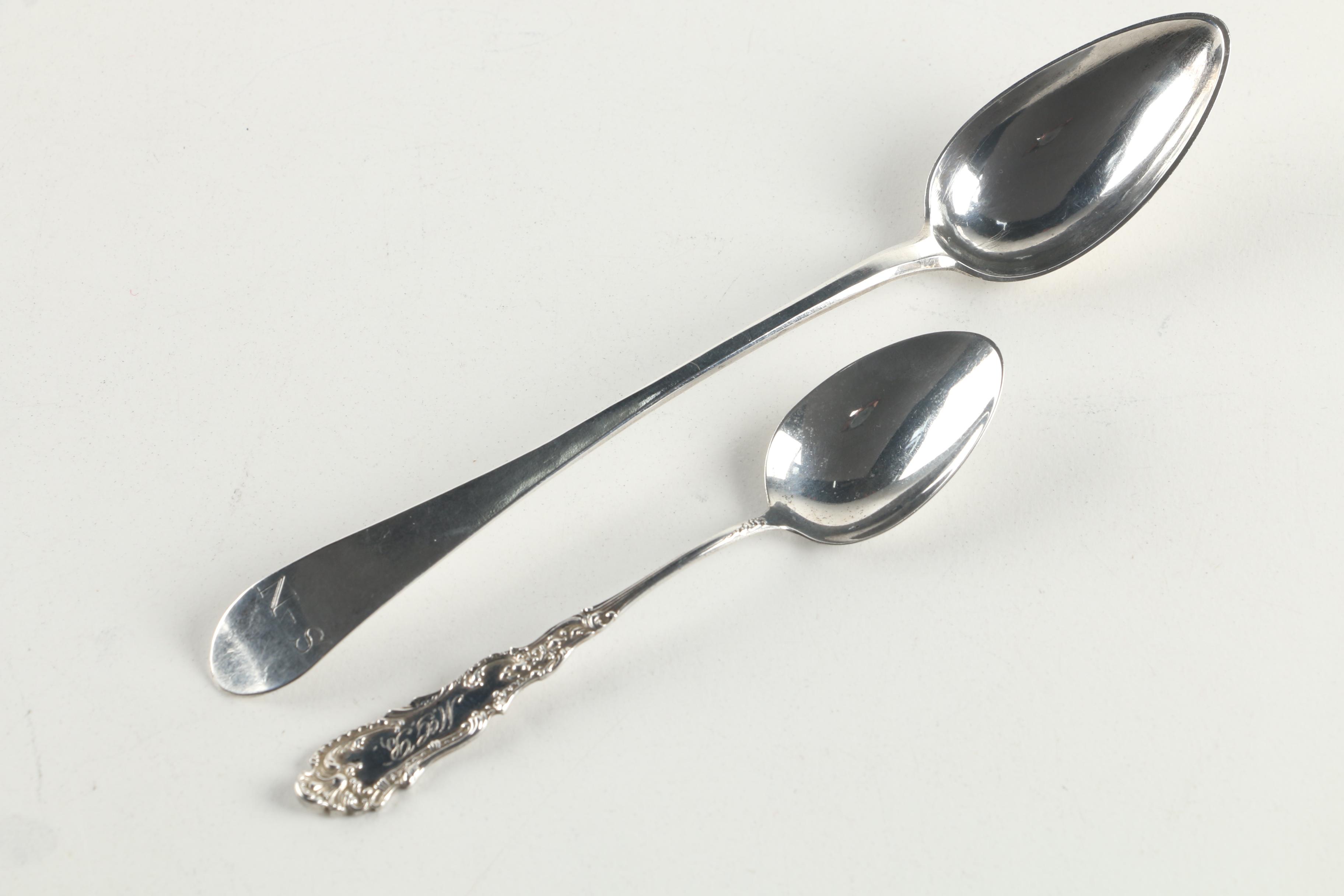 Alvin Sterling Army-Navy Souvenir Spoon with Other Sterling Silver Flatware