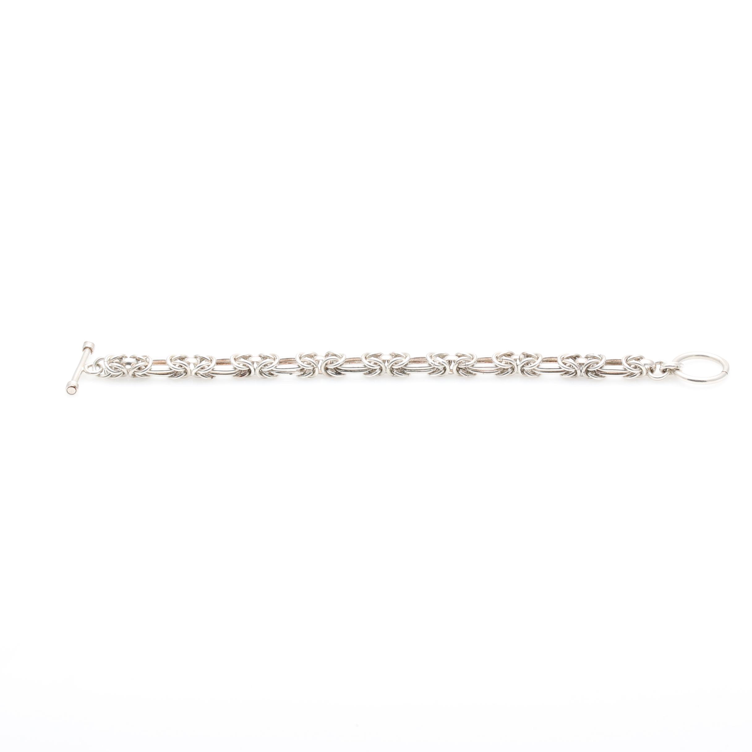 Sterling Silver Byzantine Link Woven Chain Bracelet