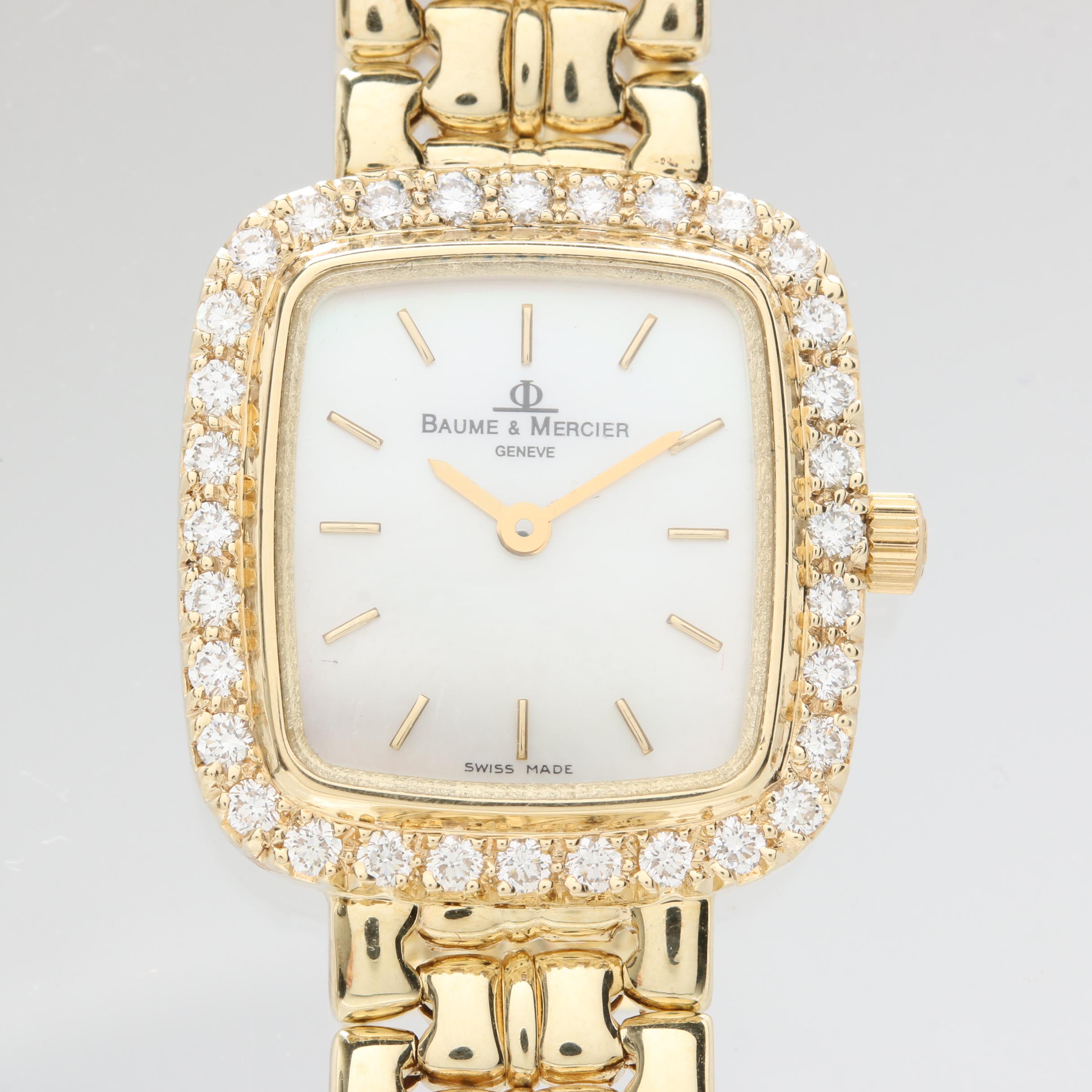 Baume & Mercier 14K Yellow Gold Diamond Bezel Watch