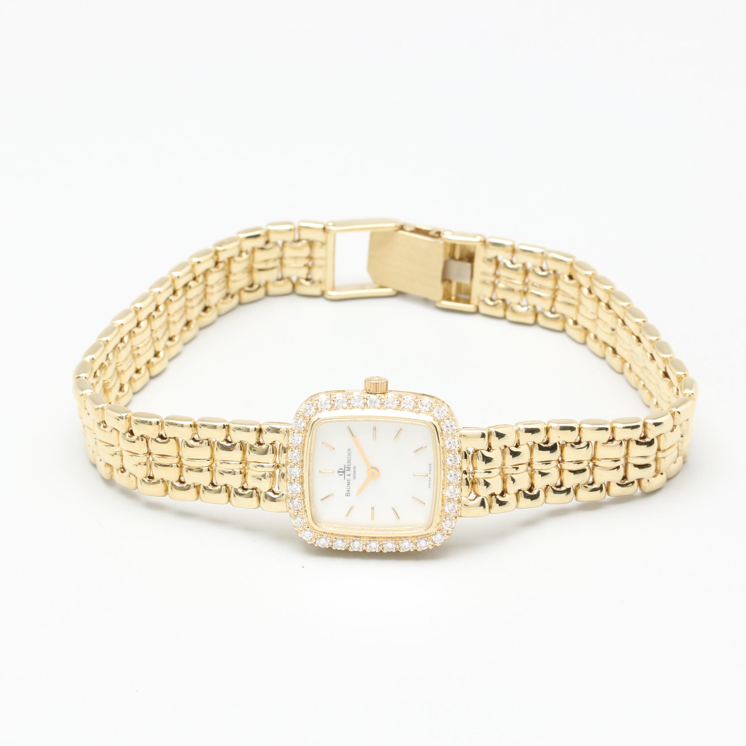 Baume & Mercier 14K Yellow Gold Diamond Bezel Watch