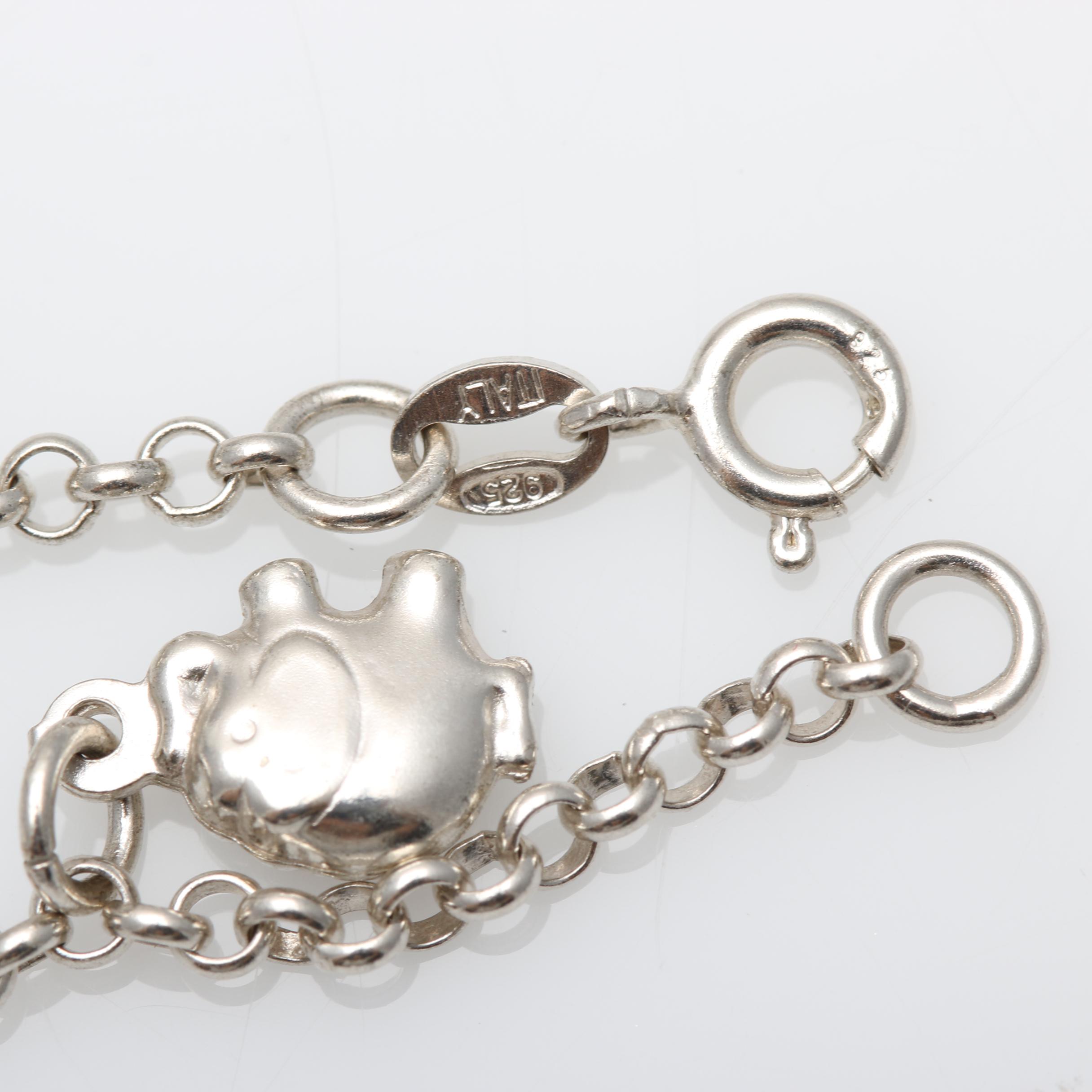 Sterling Silver Animal Charm Necklace and Bracelet