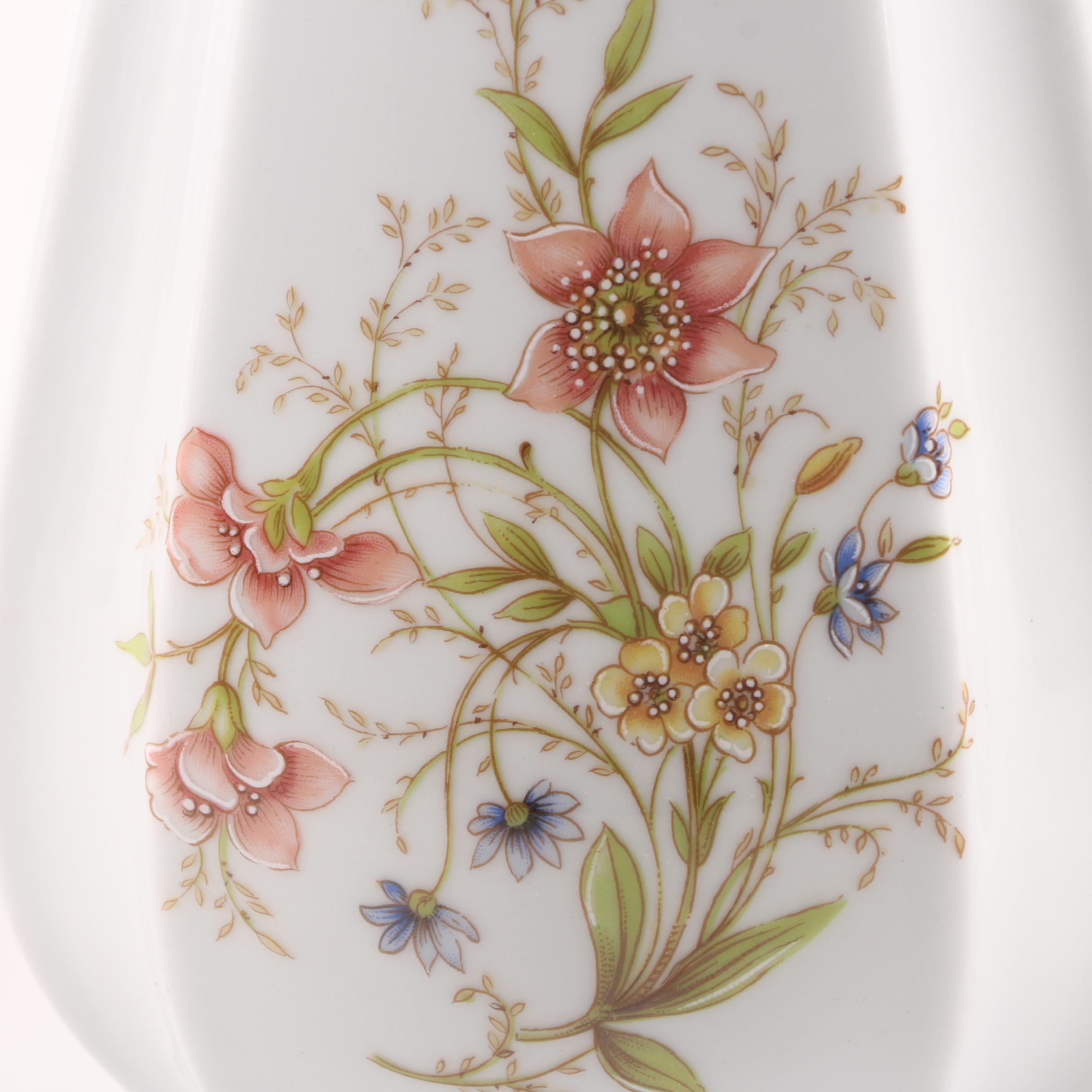 Pair of Royal Porzellan Floral-Decorated Porcelain Vases, 20th Century