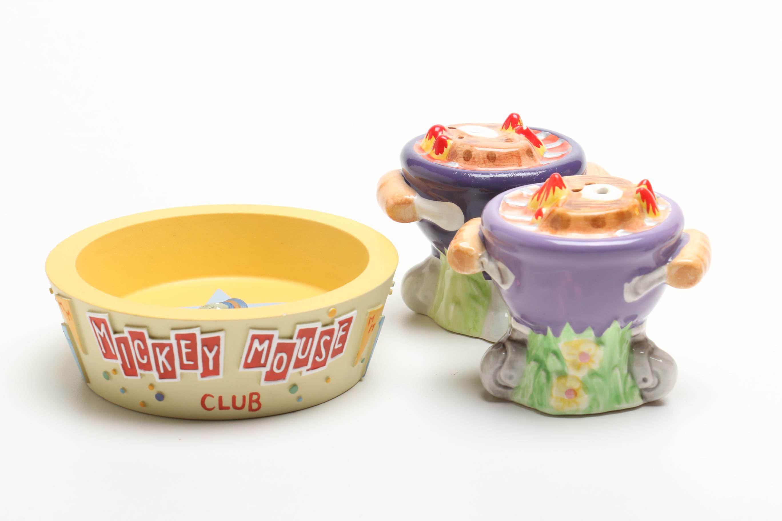 Donald Duck Clock, Radio, Figurines with a Music Box and Kitchen Accessories