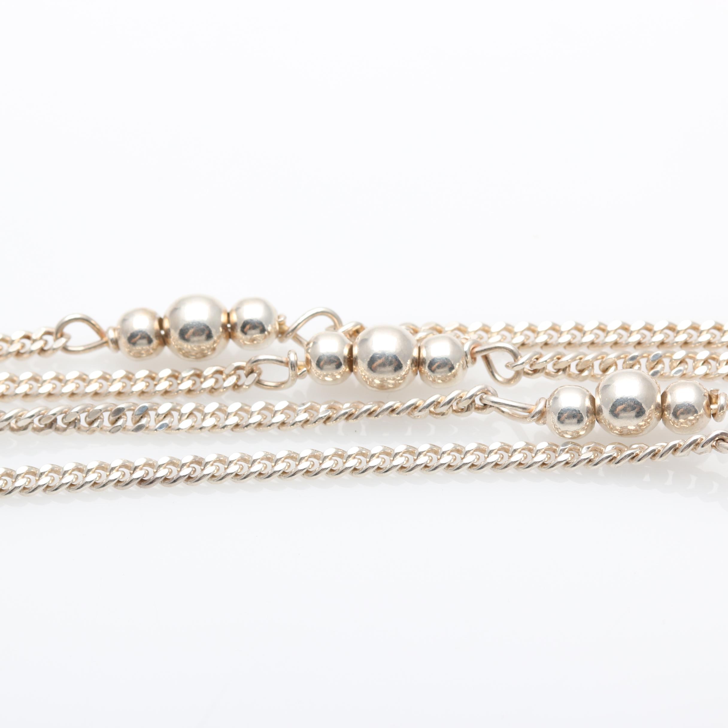 Sterling Silver Necklace and Bracelet with Bead Detail