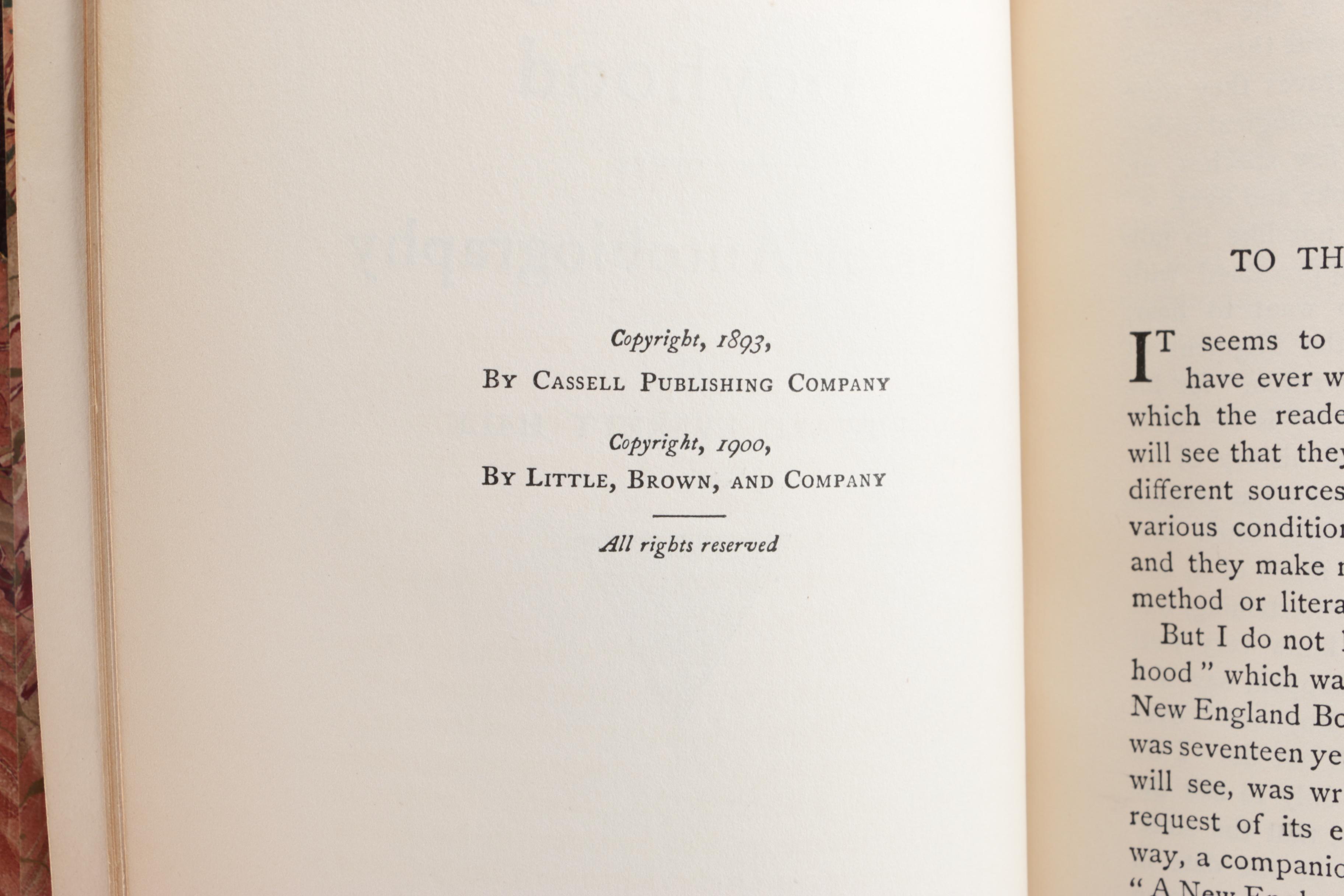 1900 "Works of Edward Everett Edward Hale" Ten Volume Set