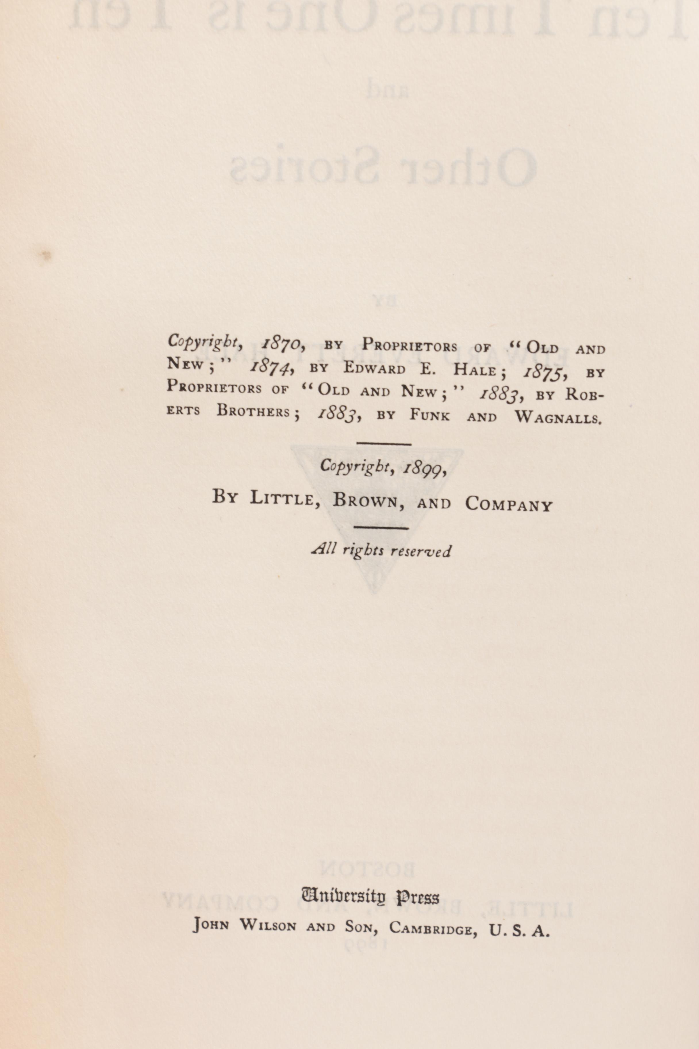 1900 "Works of Edward Everett Edward Hale" Ten Volume Set