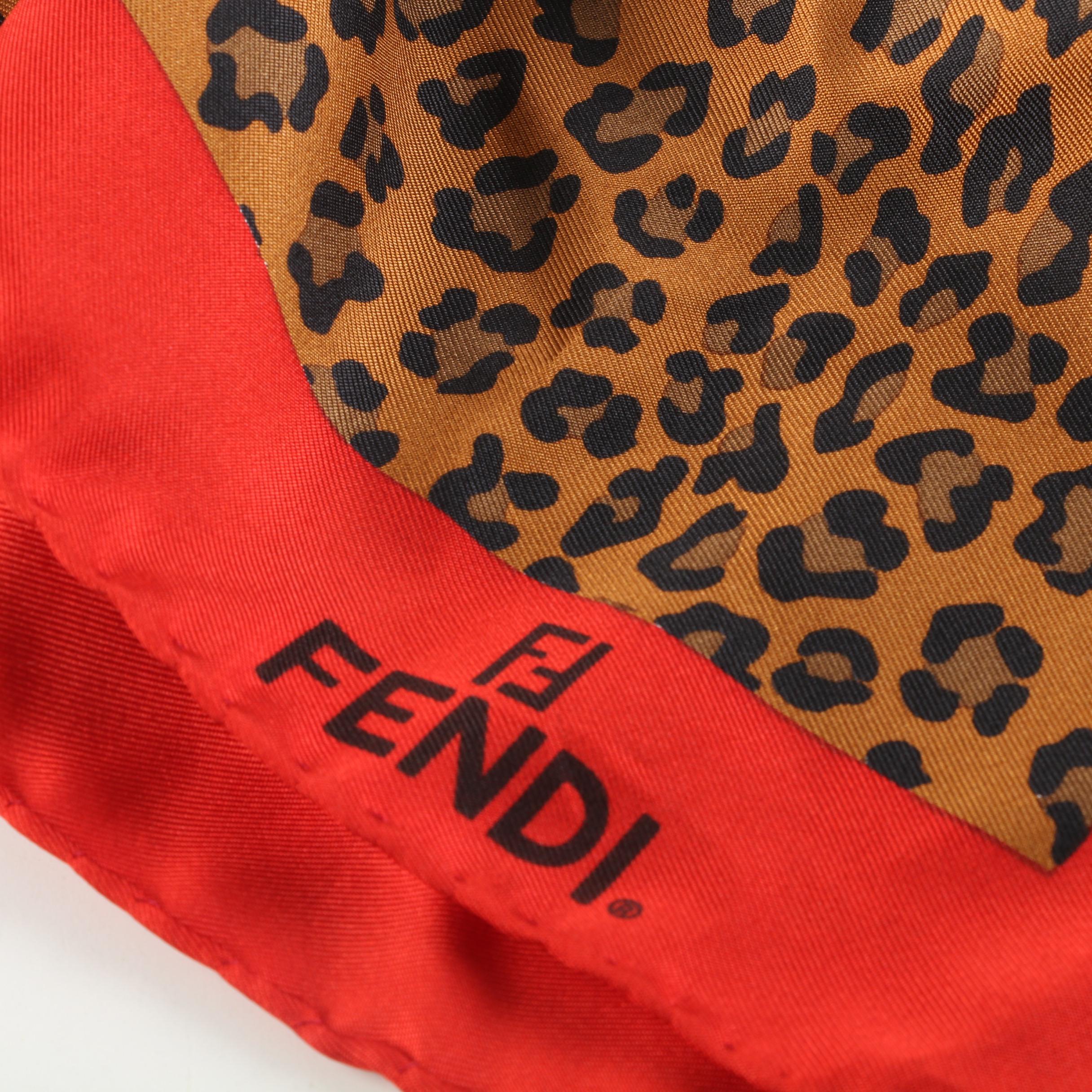 Fendi Leopard Print Silk Fashion Scarf