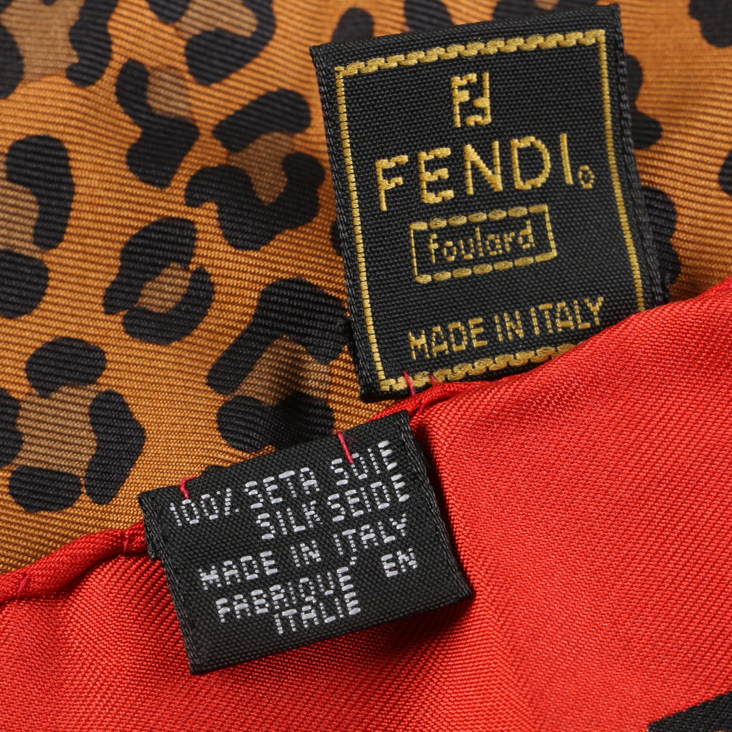 Fendi Leopard Print Silk Fashion Scarf