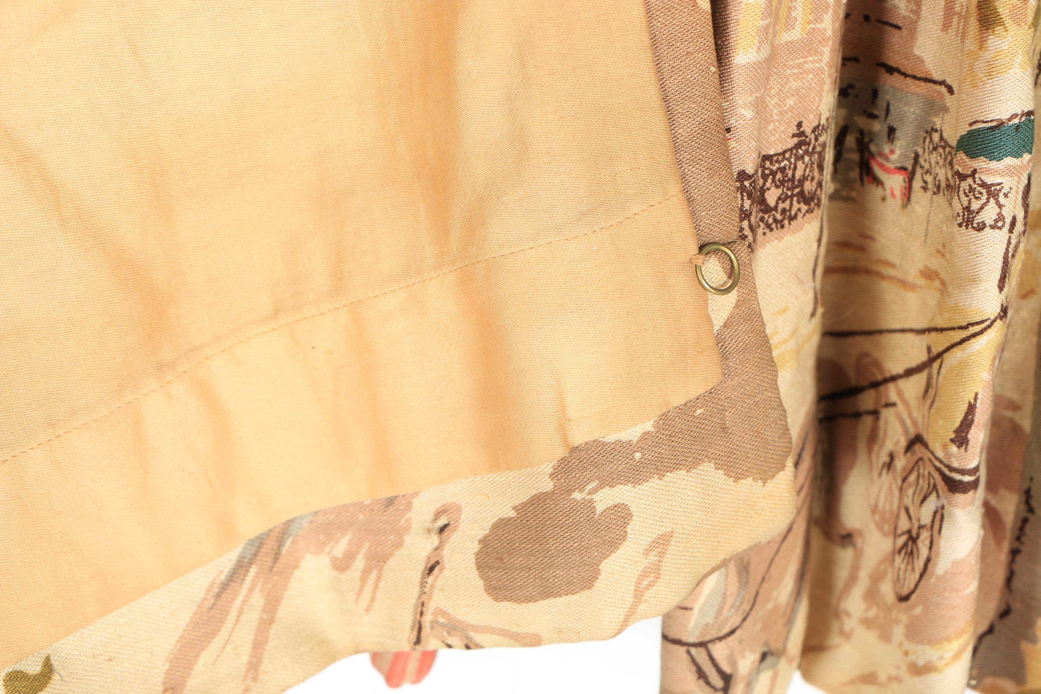 Mid Century Printed Parisian Scene Pinch Pleat Drapes