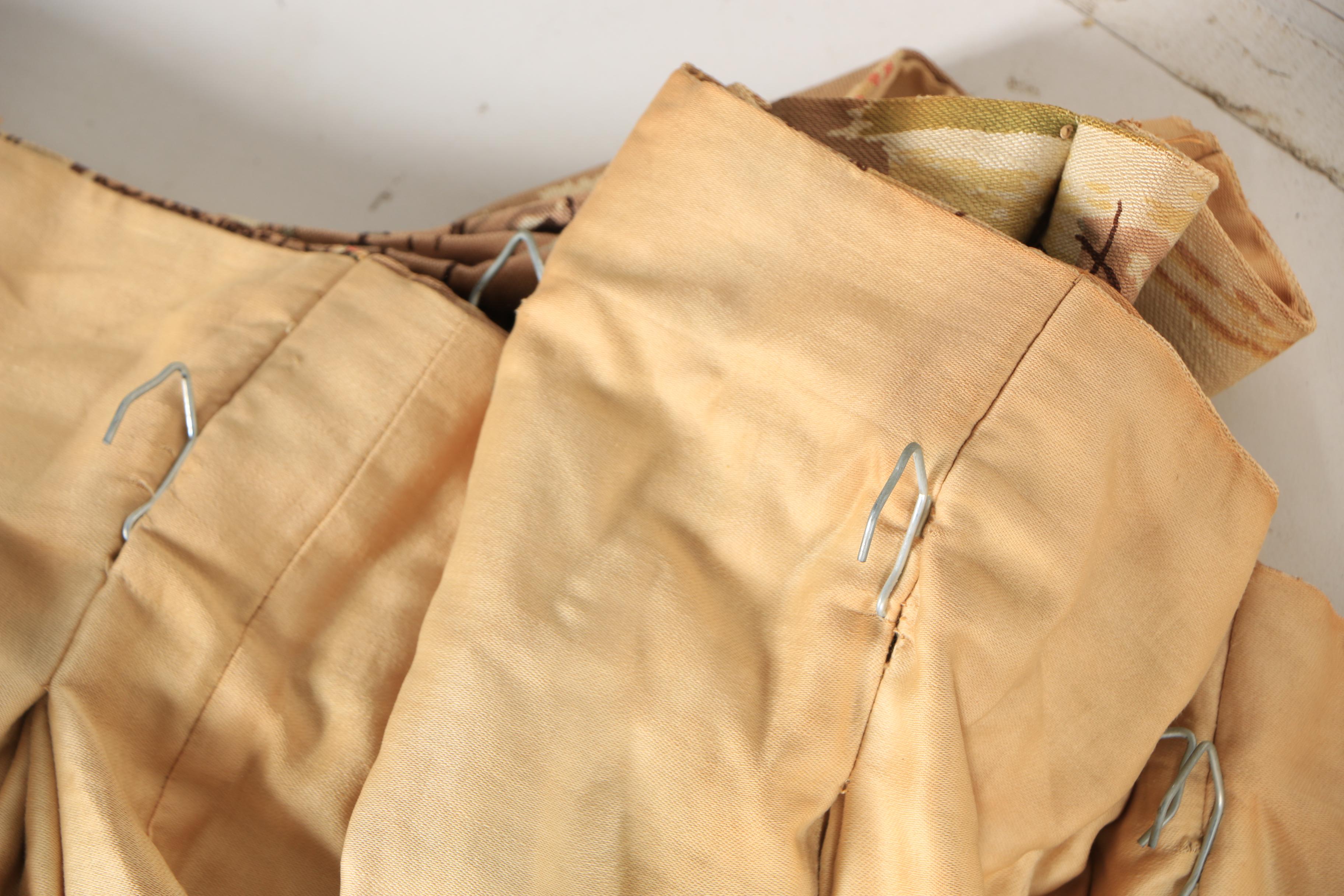 Mid Century Printed Parisian Scene Pinch Pleat Drapes