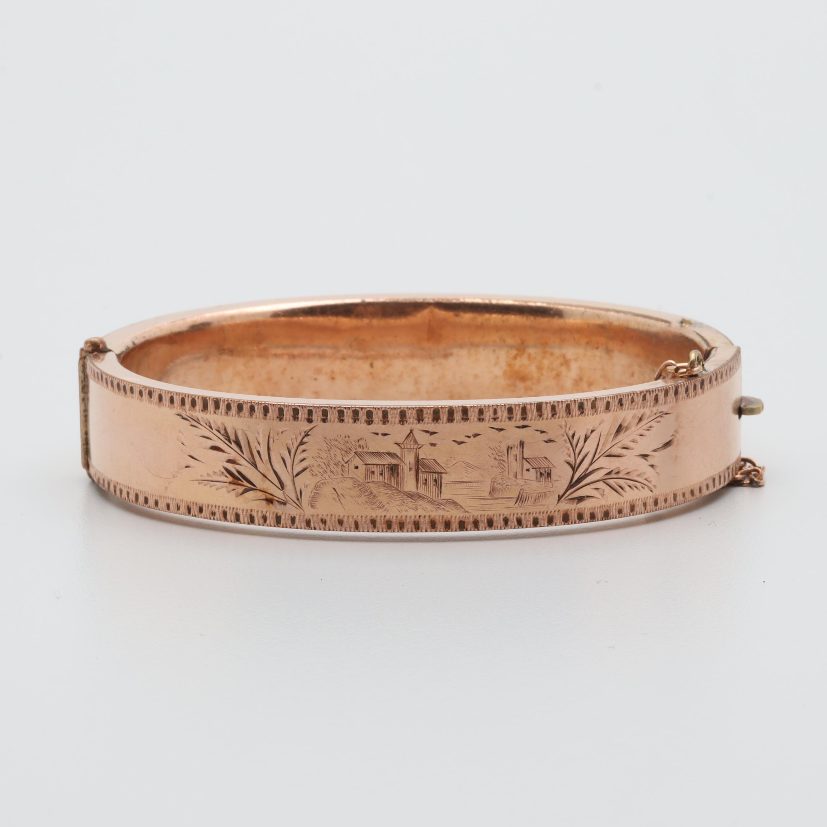 Victorian Wedding Rose Tone Bangle Bracelets