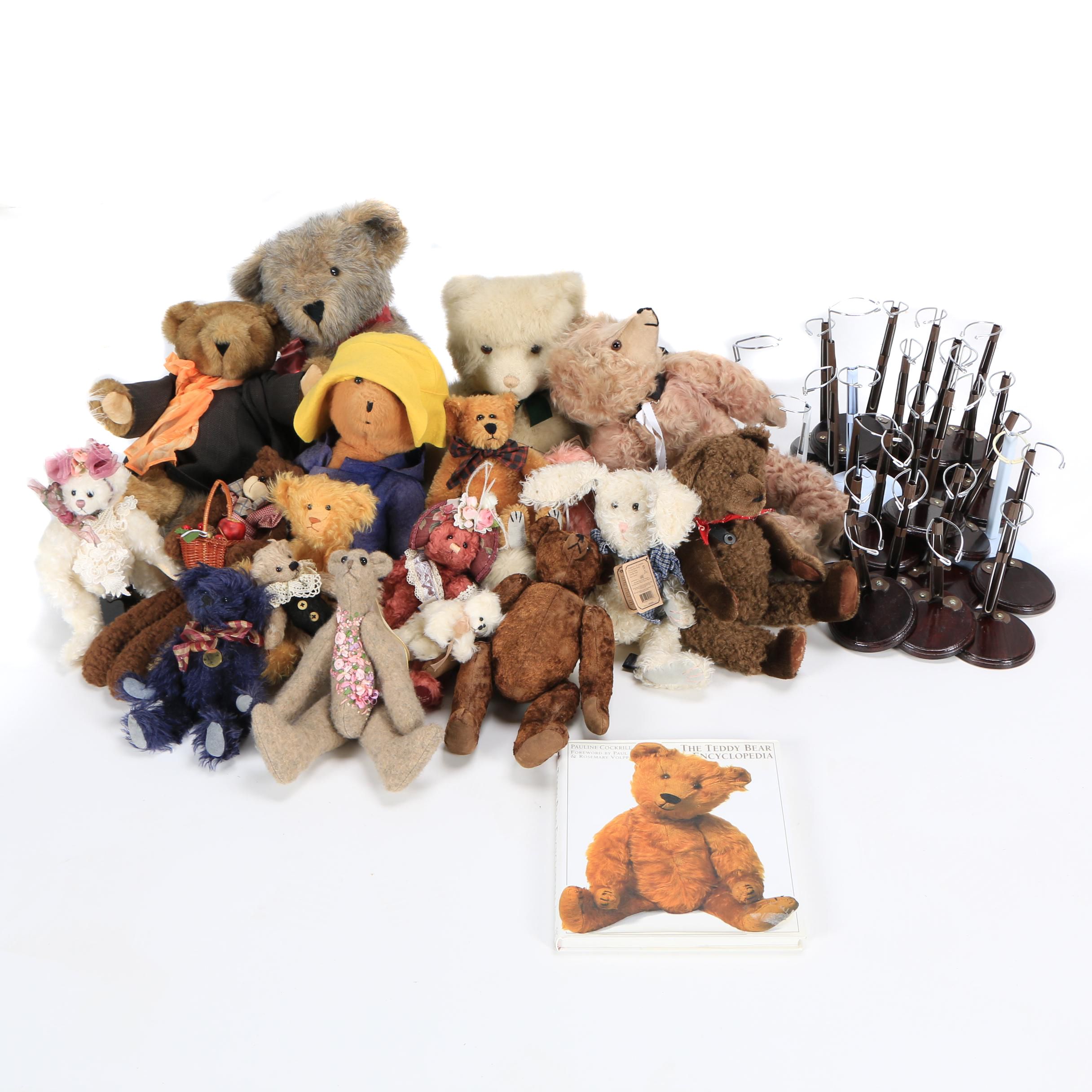 Teddy Bears including Paddington, "The Teddy Bear Encyclopedia" and Stands