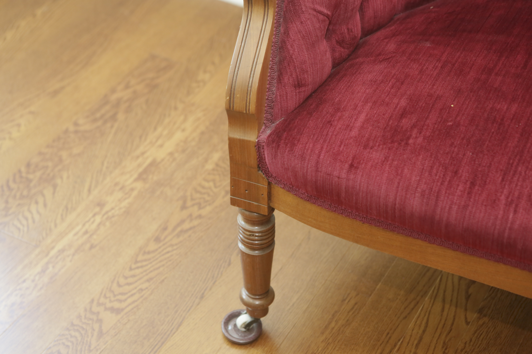Vintage Eastlake Style Red Upholstered Settee