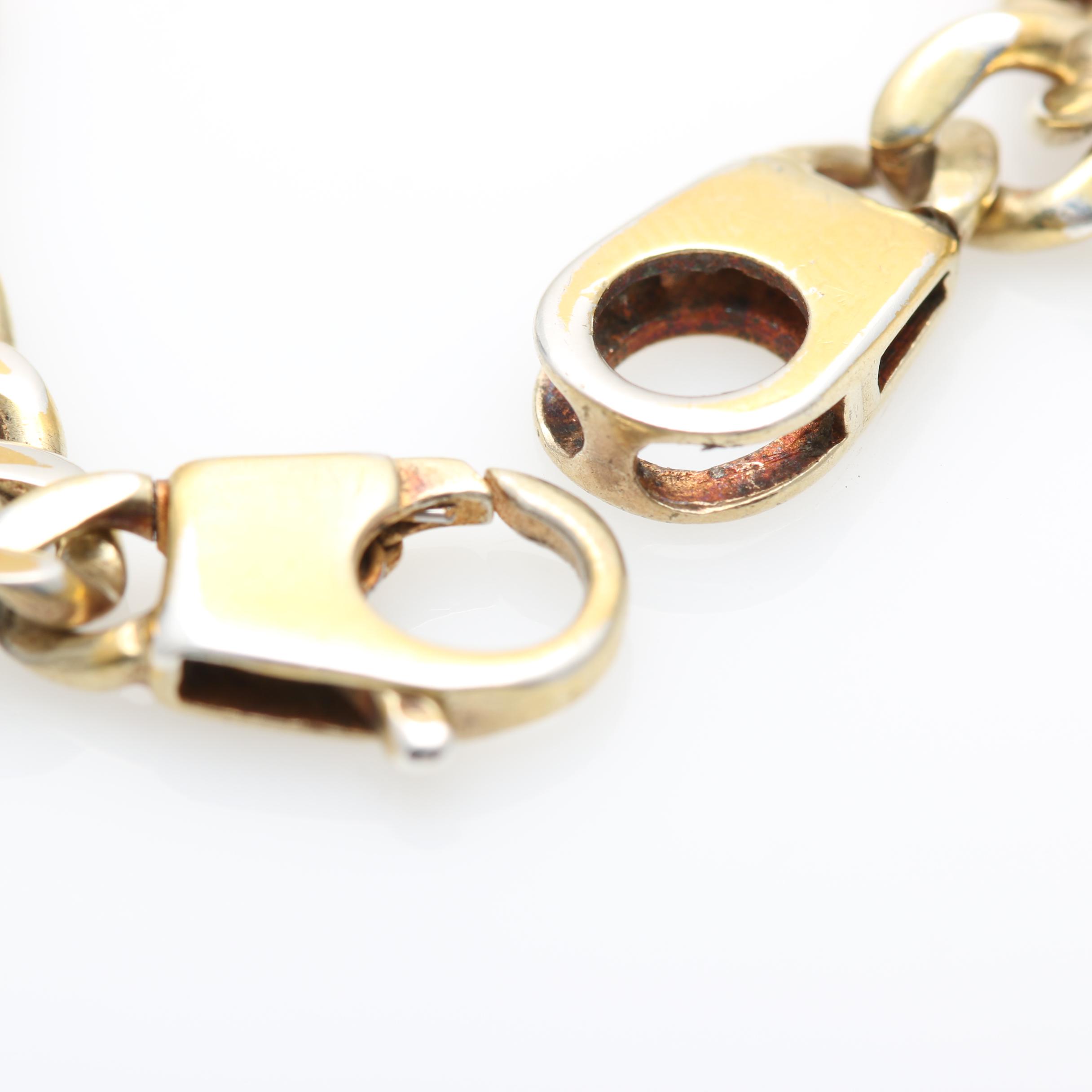 Sterling Silver 18K Gold Wash Chain Bracelet