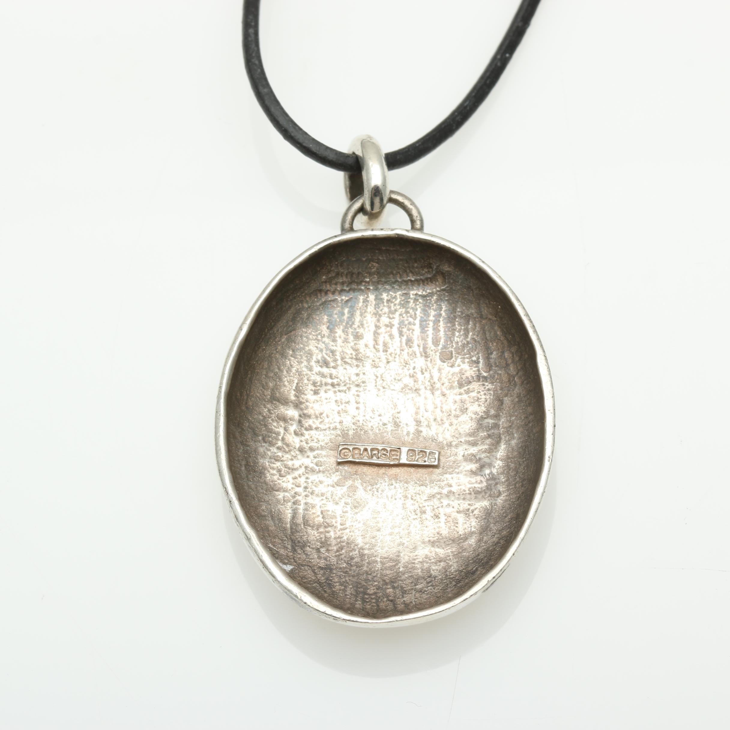 Barse Sterling Silver Pendant on Leather Chain