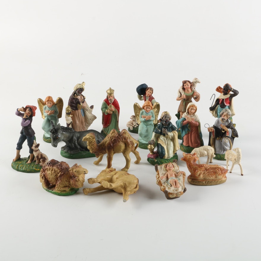 Vintage Italian Chalkware Nativity Figurines