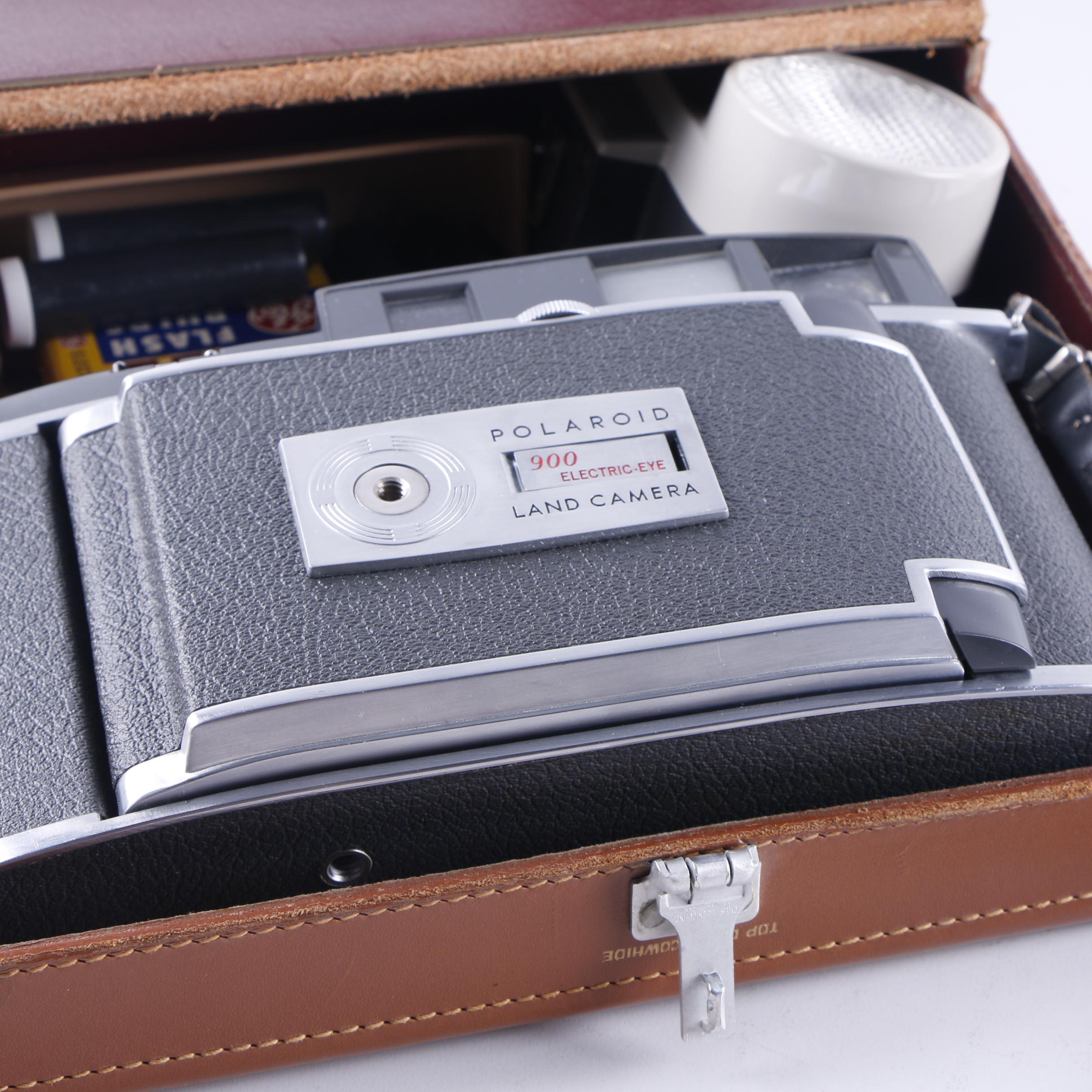 Vintage Polaroid Electric Eye 900 Land Camera with Case and Accessories
