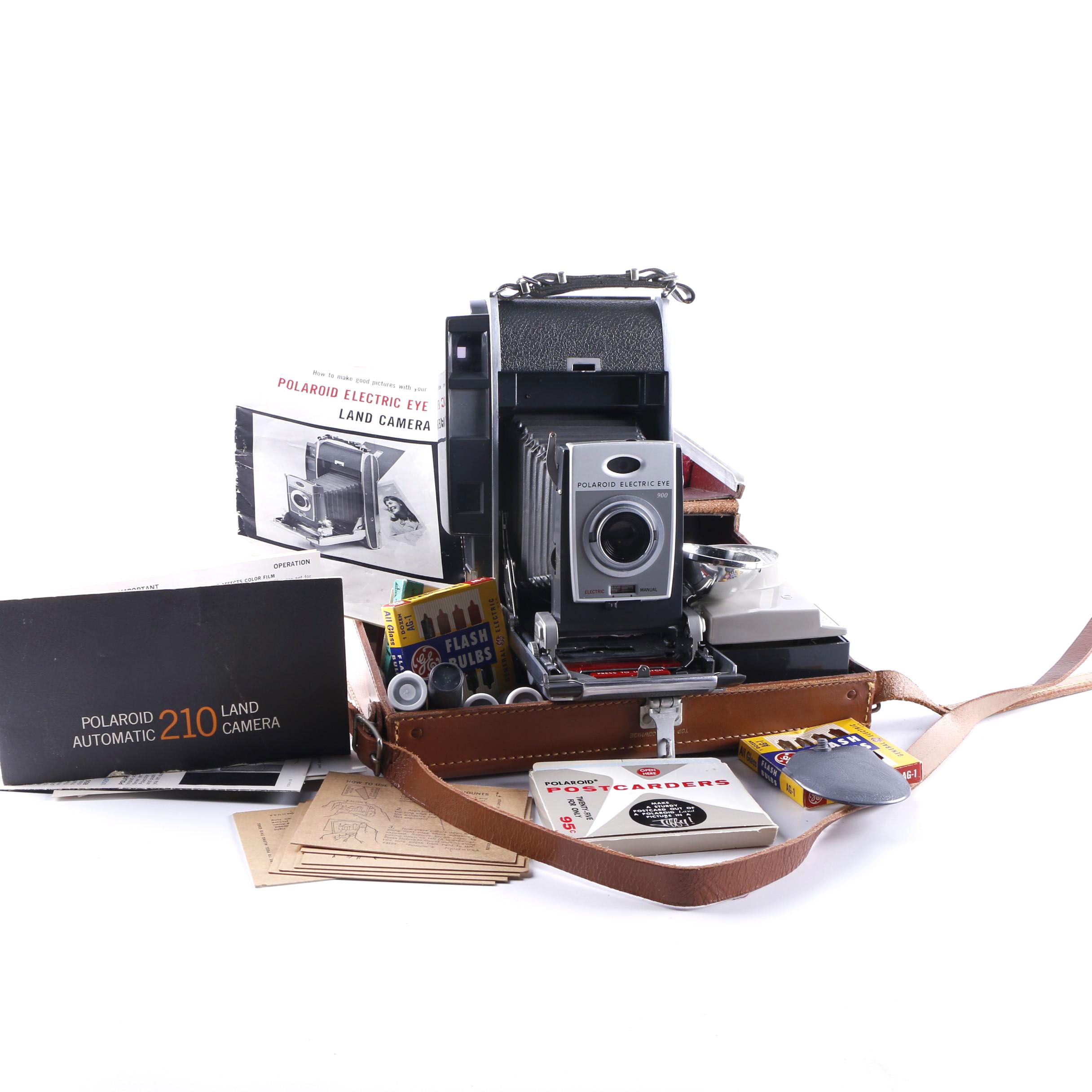 Vintage Polaroid Electric Eye 900 Land Camera with Case and Accessories