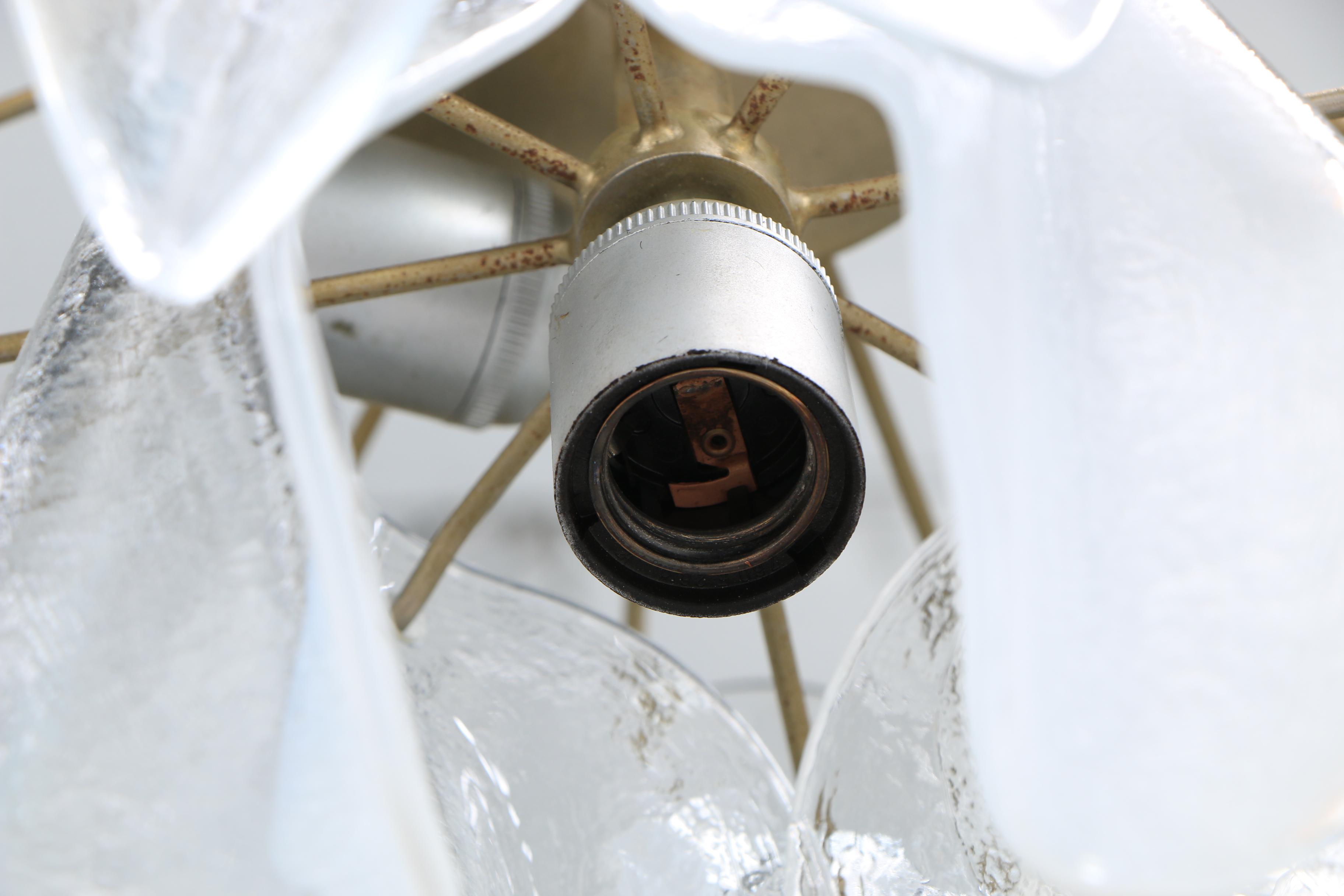 Vintage Italian Murano Art Glass and Metal Ceiling Pendants