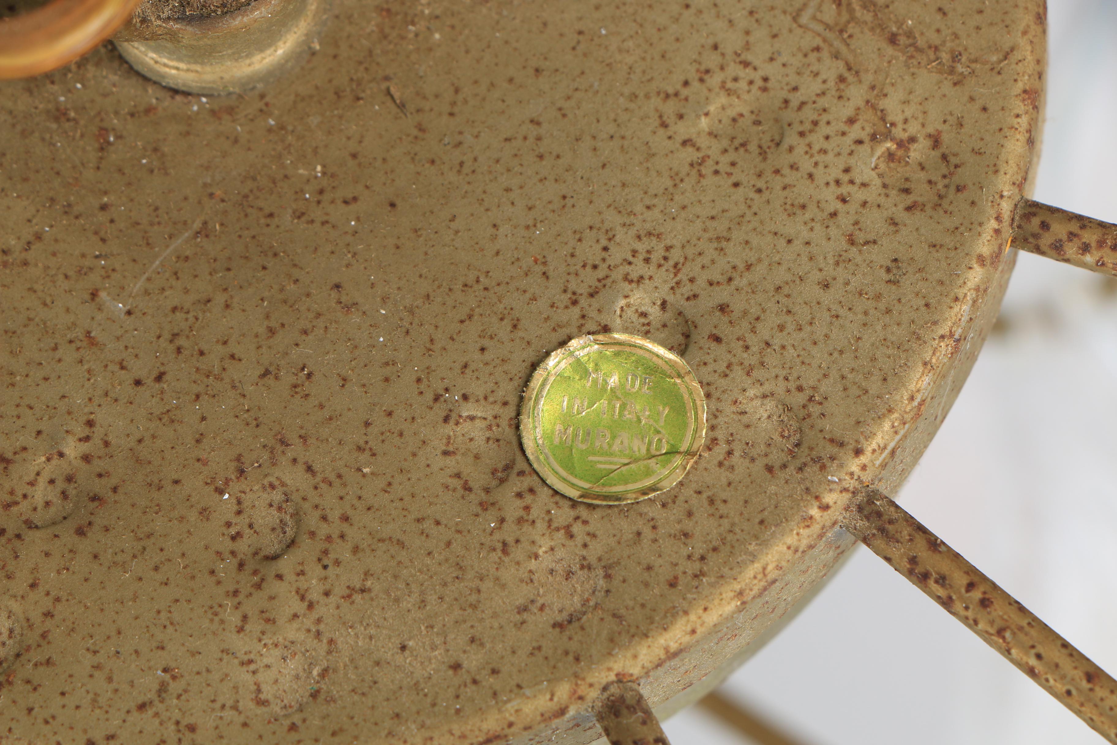 Vintage Italian Murano Art Glass and Metal Ceiling Pendants