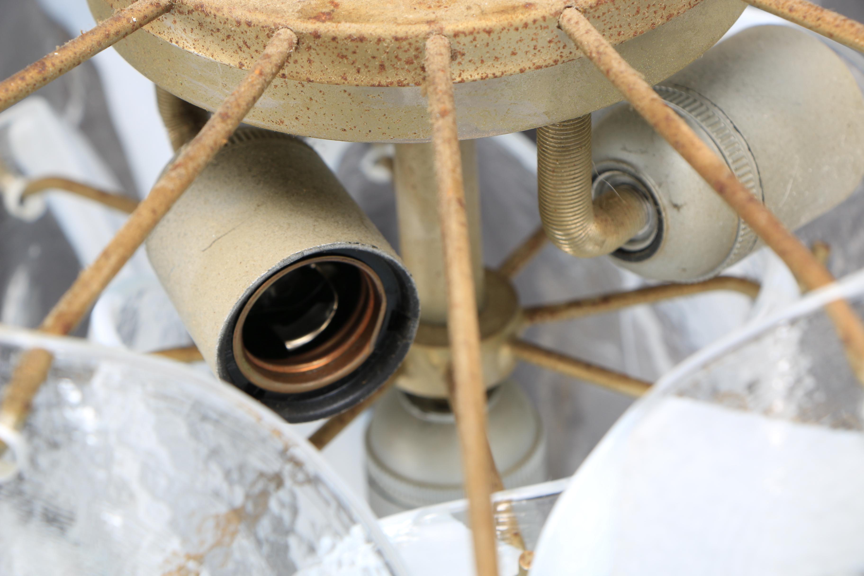 Vintage Italian Murano Art Glass and Metal Ceiling Pendants