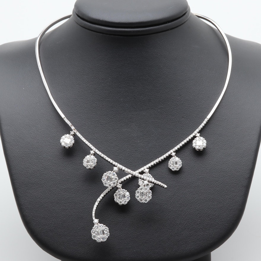 18K White Gold 5.39 CTW Diamond Necklace