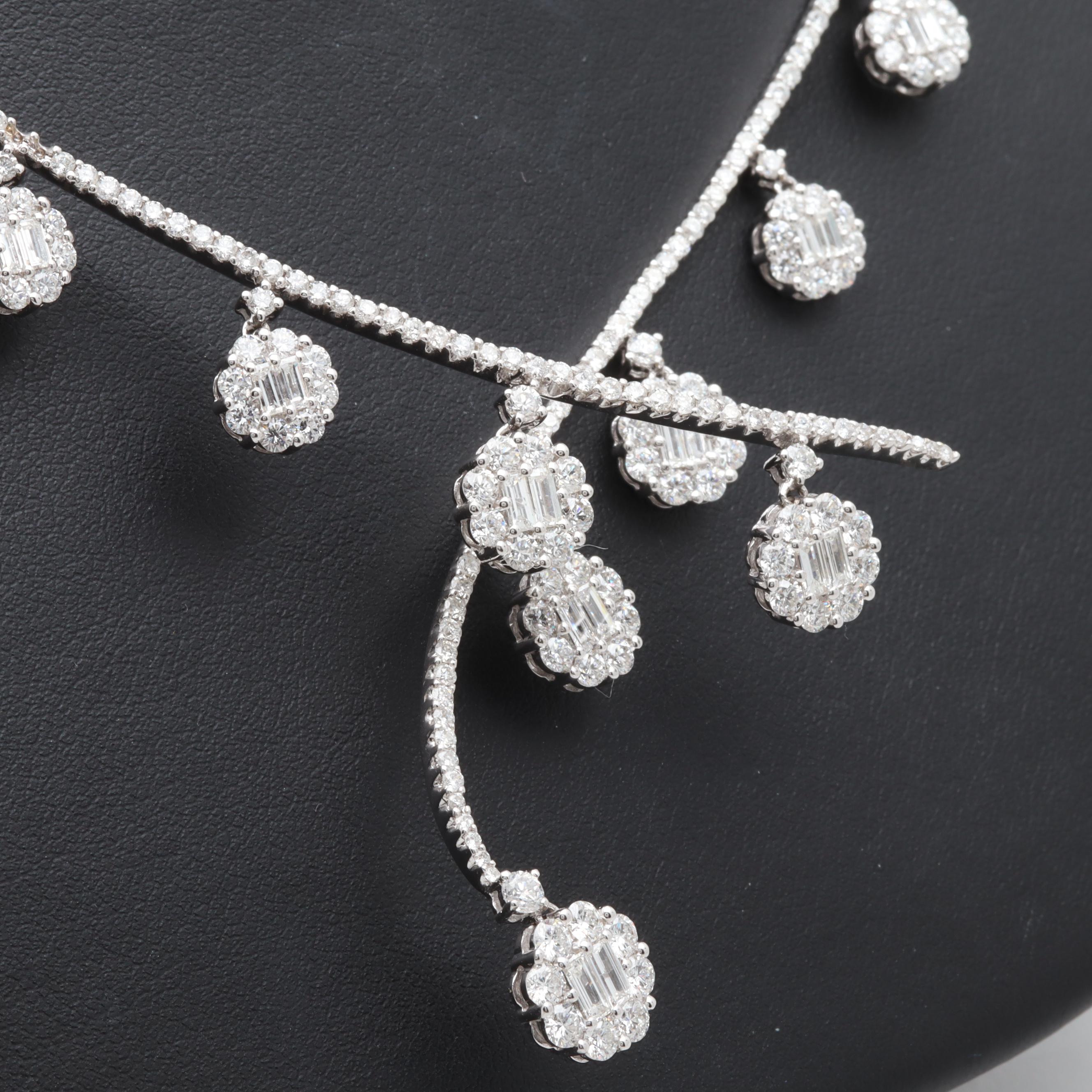 18K White Gold 5.39 CTW Diamond Necklace