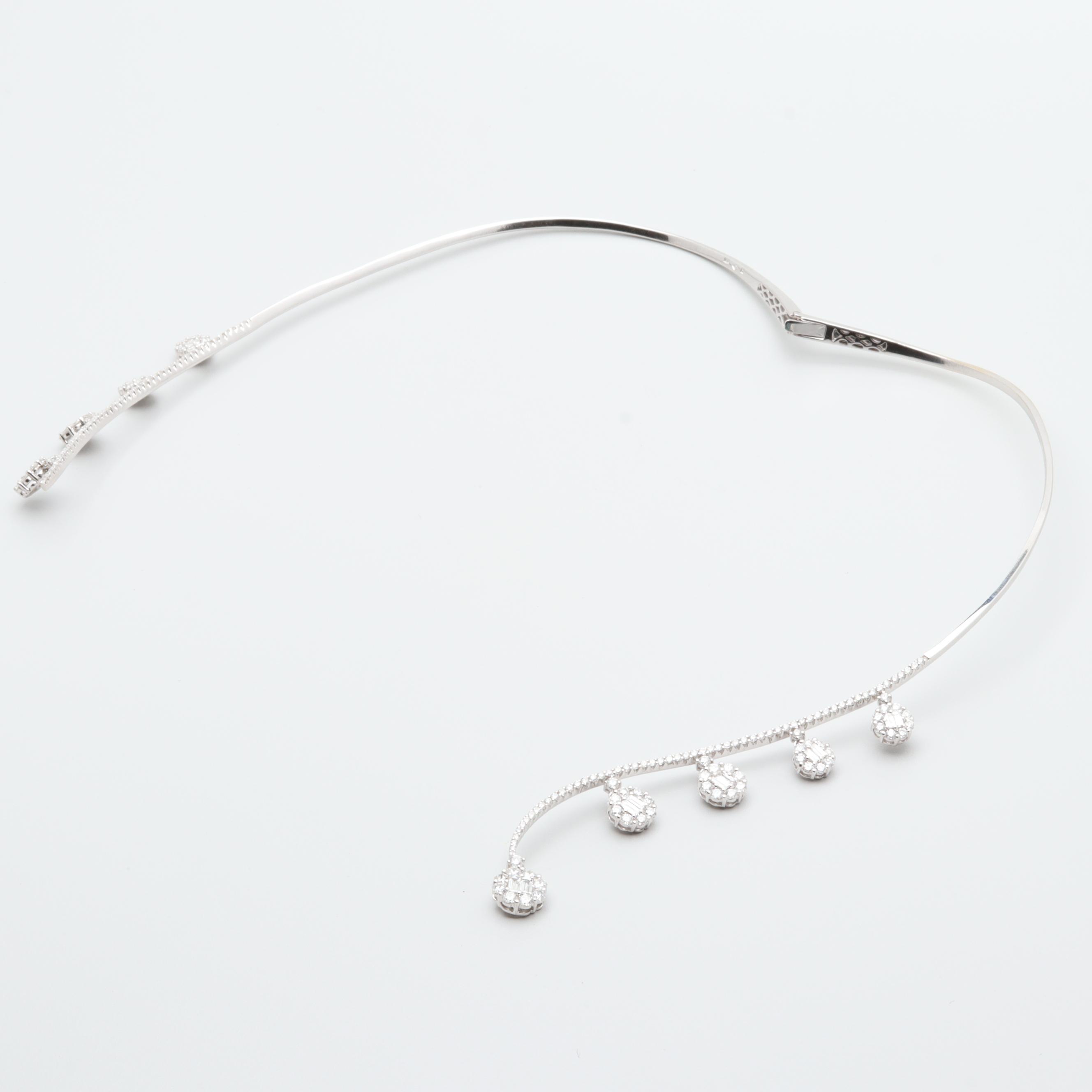 18K White Gold 5.39 CTW Diamond Necklace