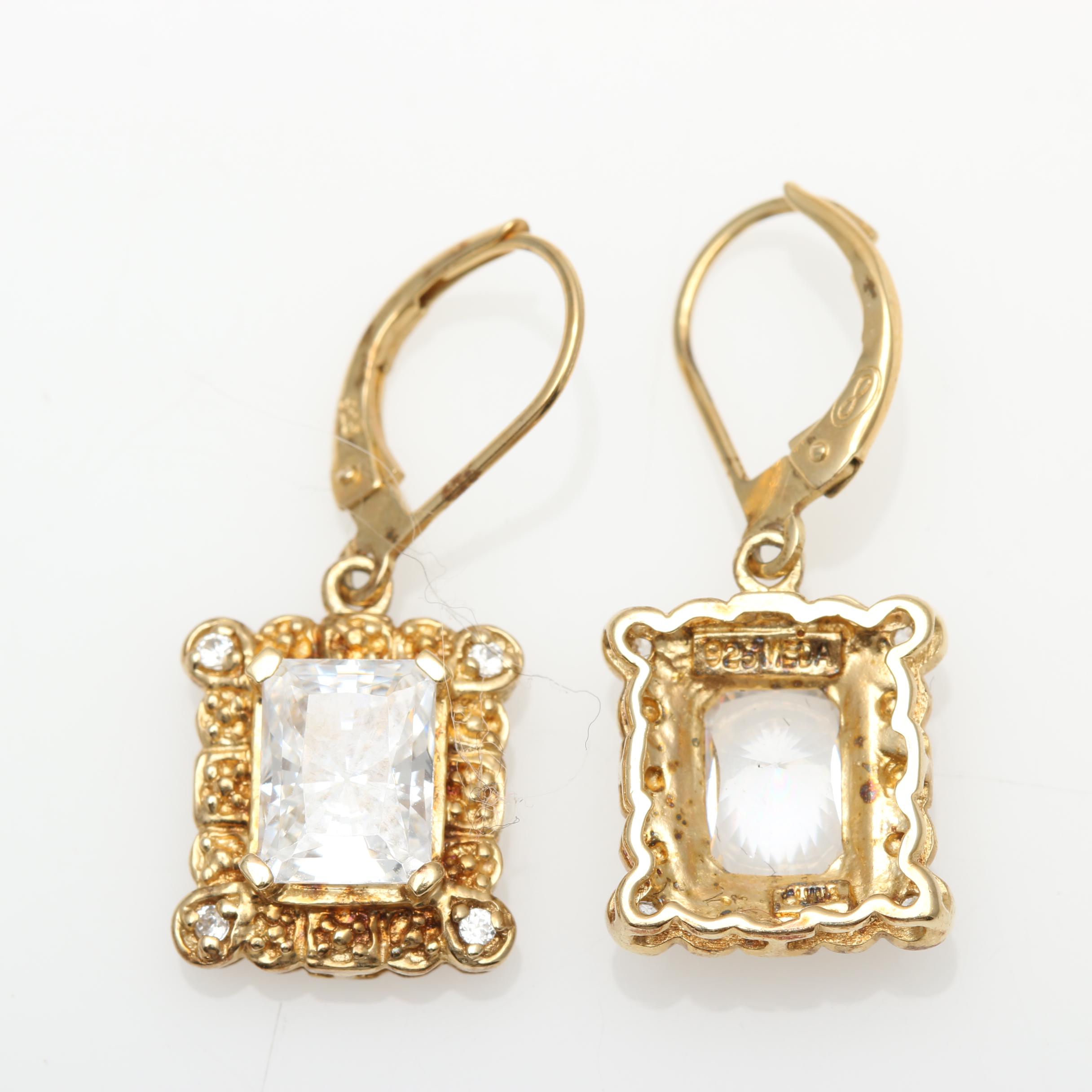 Gold Wash Sterling Silver Cubic Zirconia Jewelry