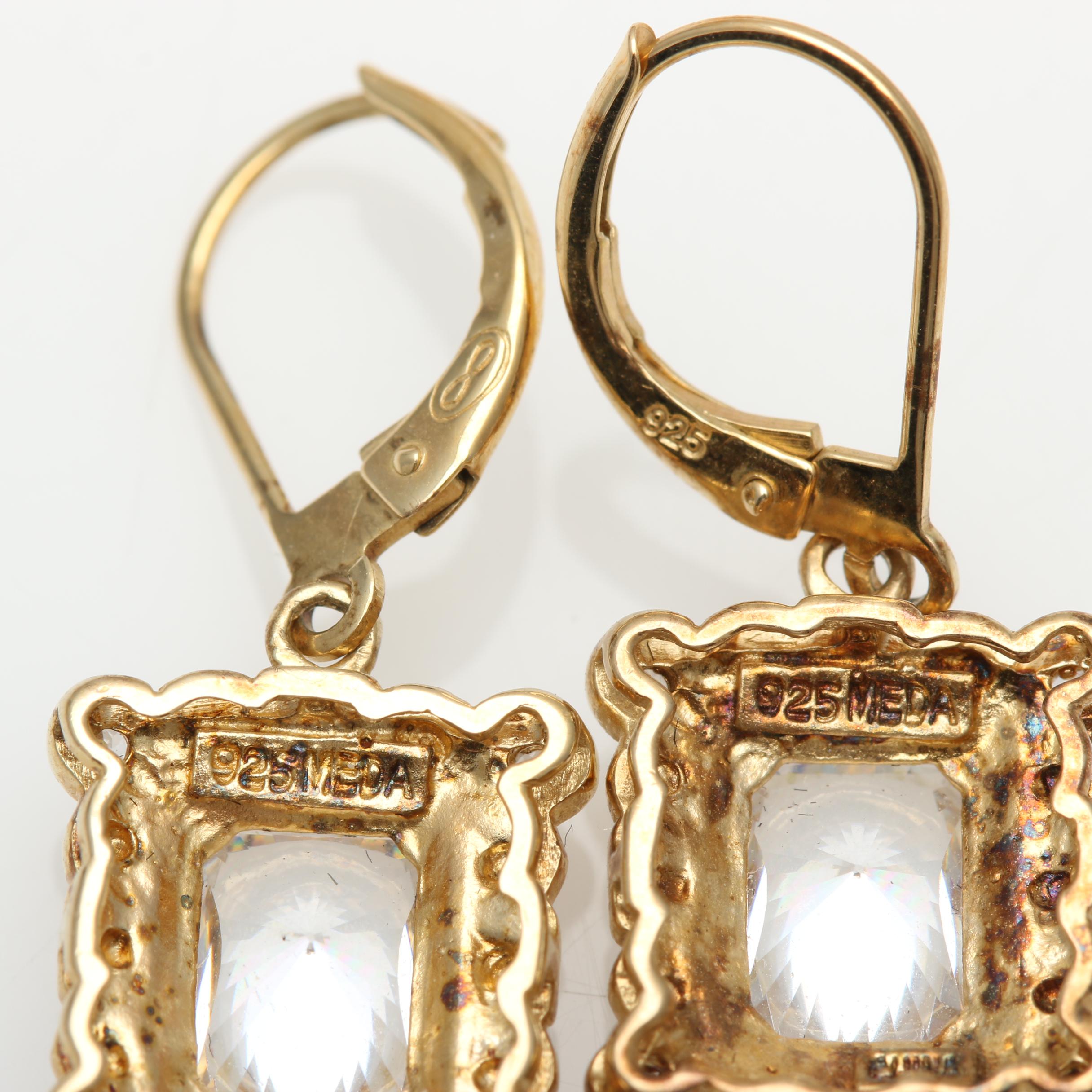 Gold Wash Sterling Silver Cubic Zirconia Jewelry