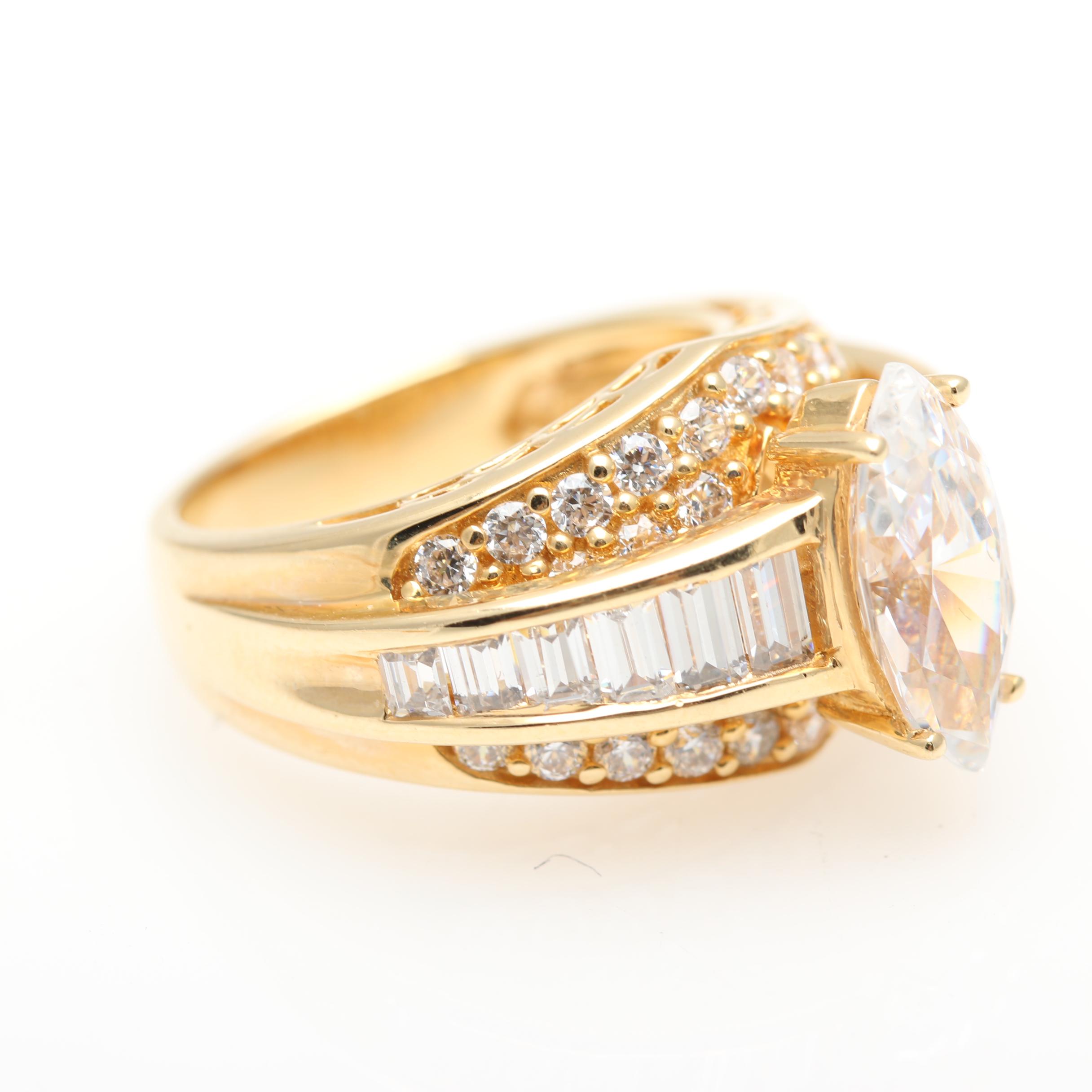 Gold Wash Sterling Silver Cubic Zirconia Jewelry