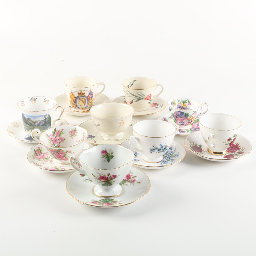 Vintage Teacups and Saucers featuring Rossetti "Antique Rose" and Royal Vale