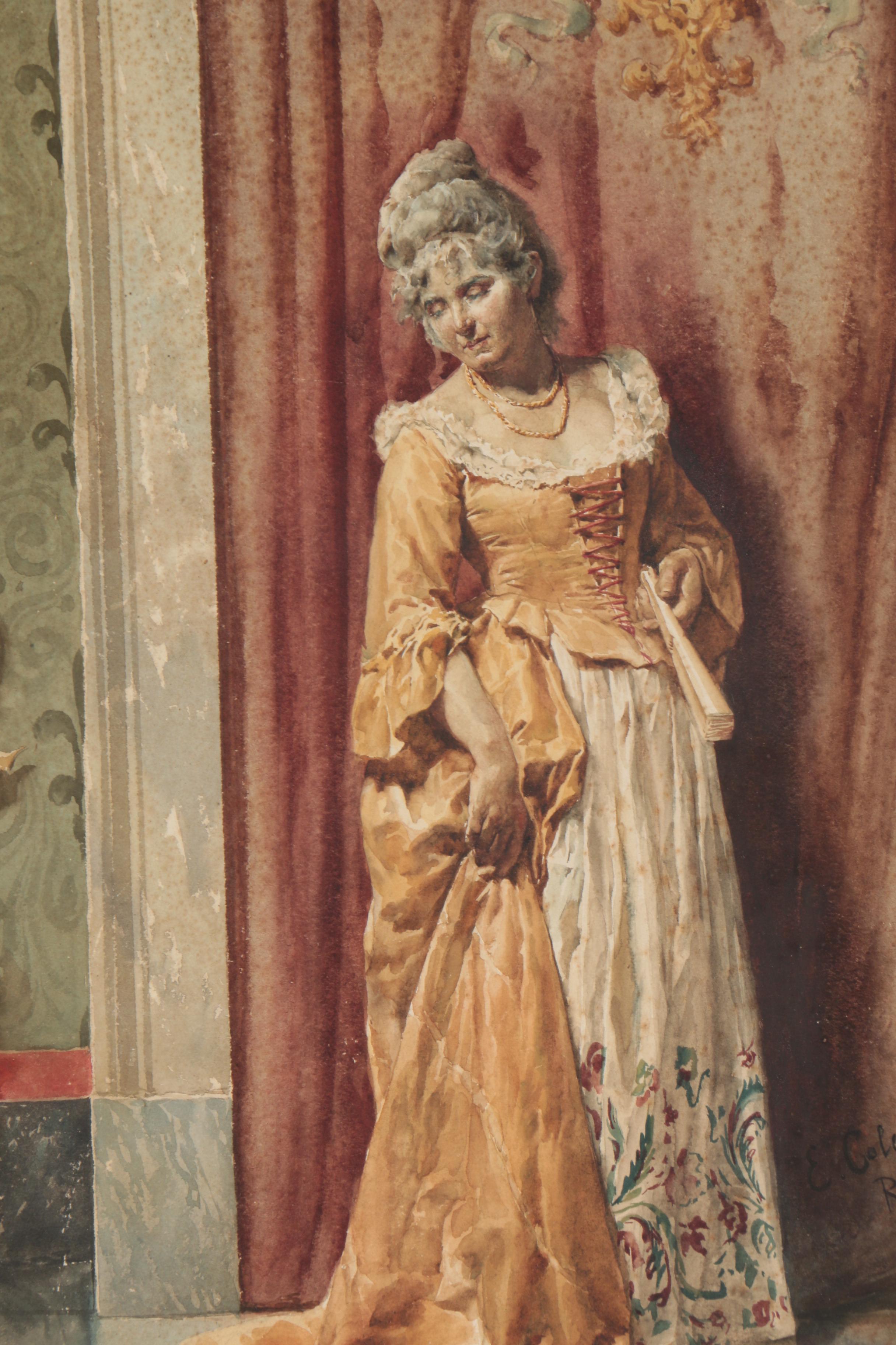 E. Coleman Roma Watercolor Painting